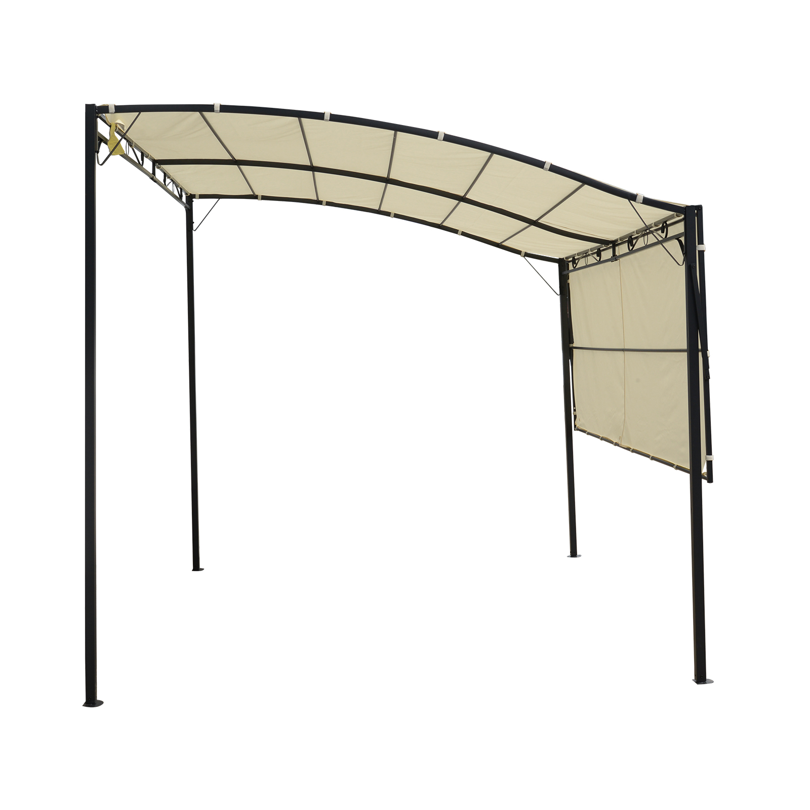 Pavillon mit klappbarer Dacherweiterung wetterfest 3 x 2,5 m Cremeweiß