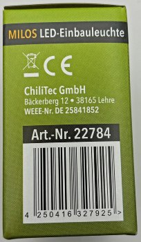 MILOS LED-Einbauleuchte "COB" weiß matt / 80x80mm, 3000k, warmweiß, 55Lumen