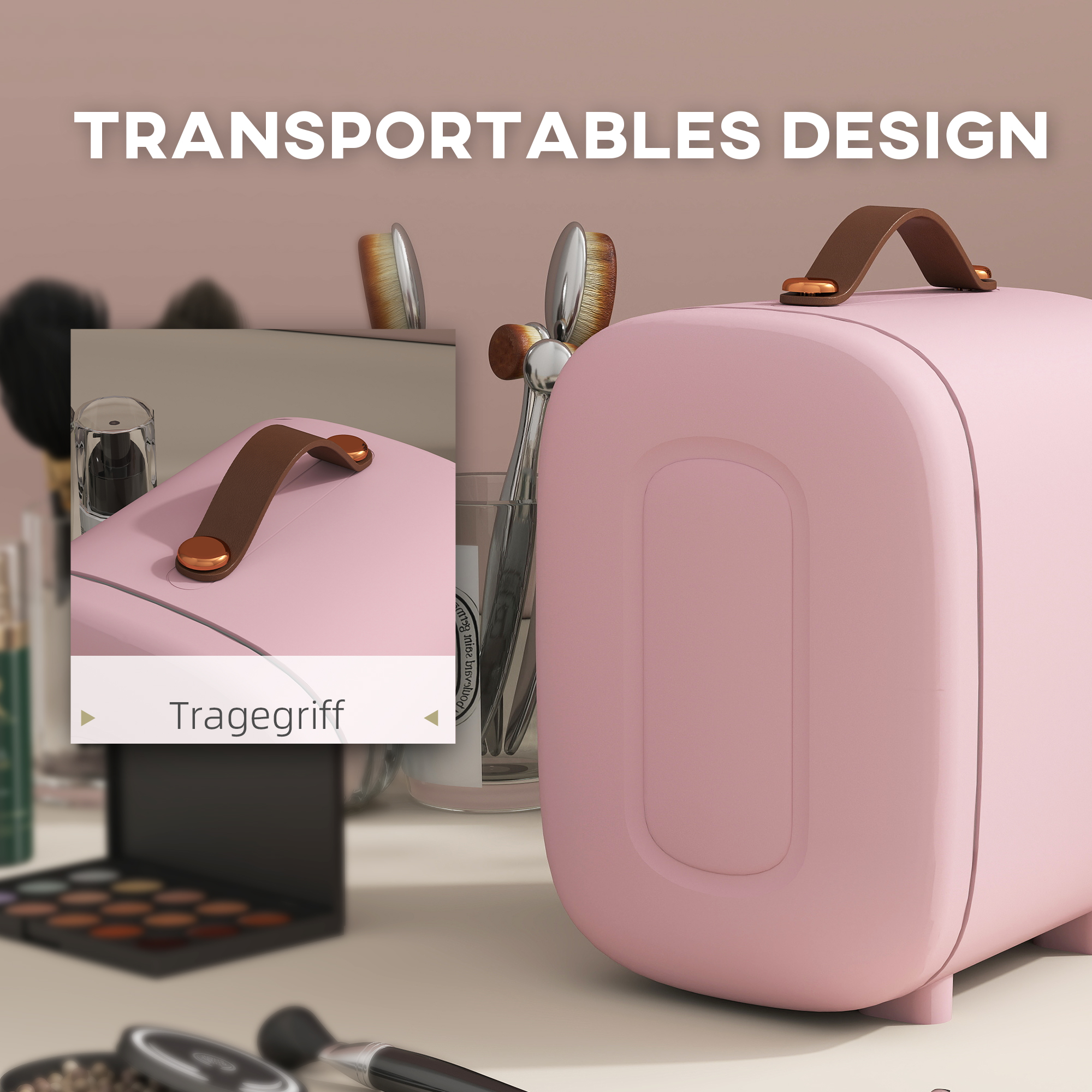 Mini Kühlschrank Kühlschrank Beauty Fridge, 4 L Fassungsvermögen, 20,3 x 26,3 x 28 cm, Rosa