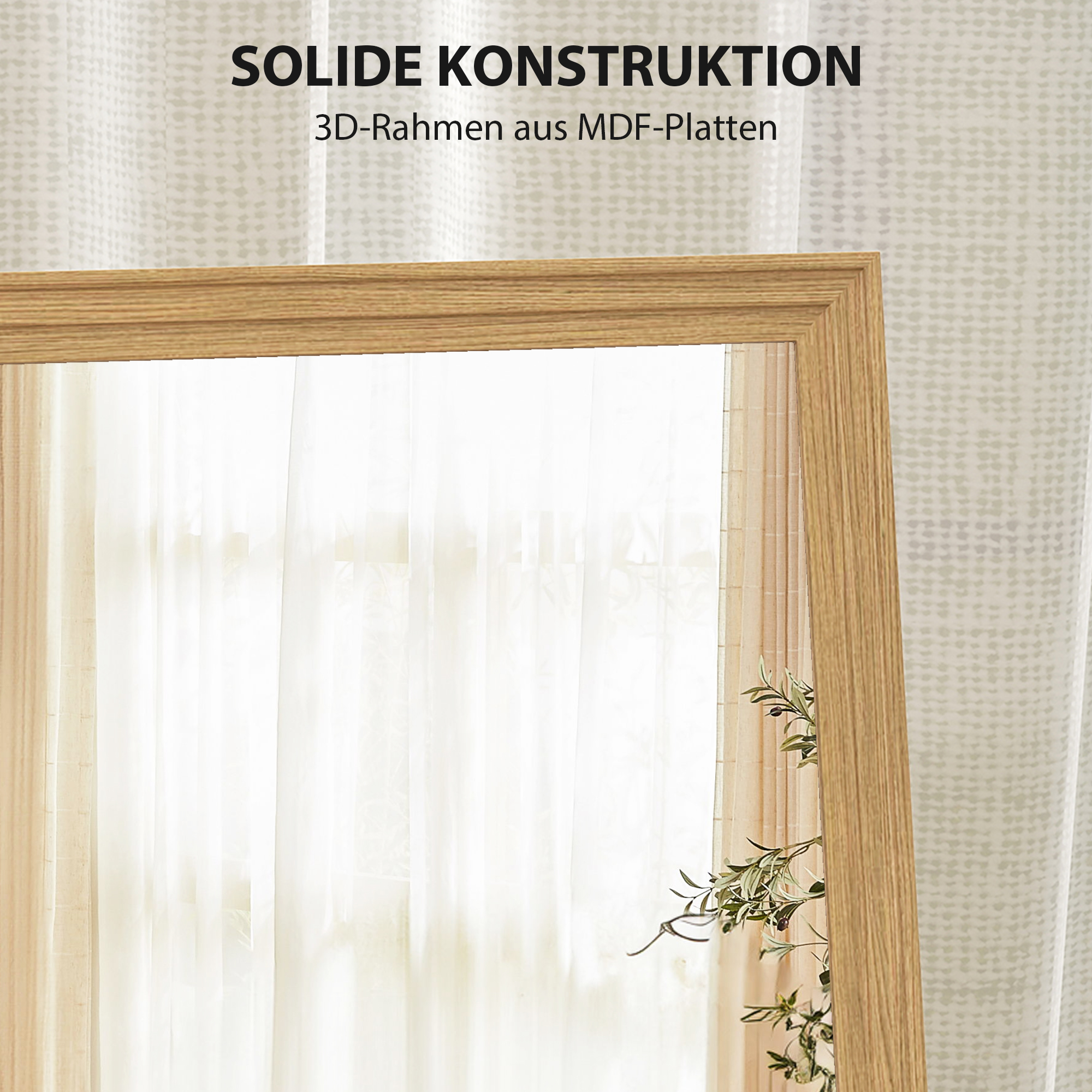 Ganzkörperspiegel mit Ständer, freistehend, 40 cm x 150 cm, Natur