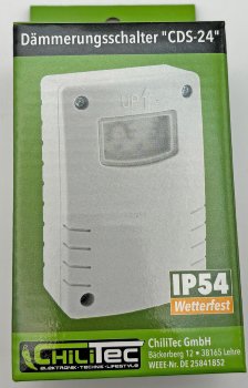 Dämmerungsschalter "CDS-24" IP54, 230V, 10A, 3-500 Lux, Wetterfest
