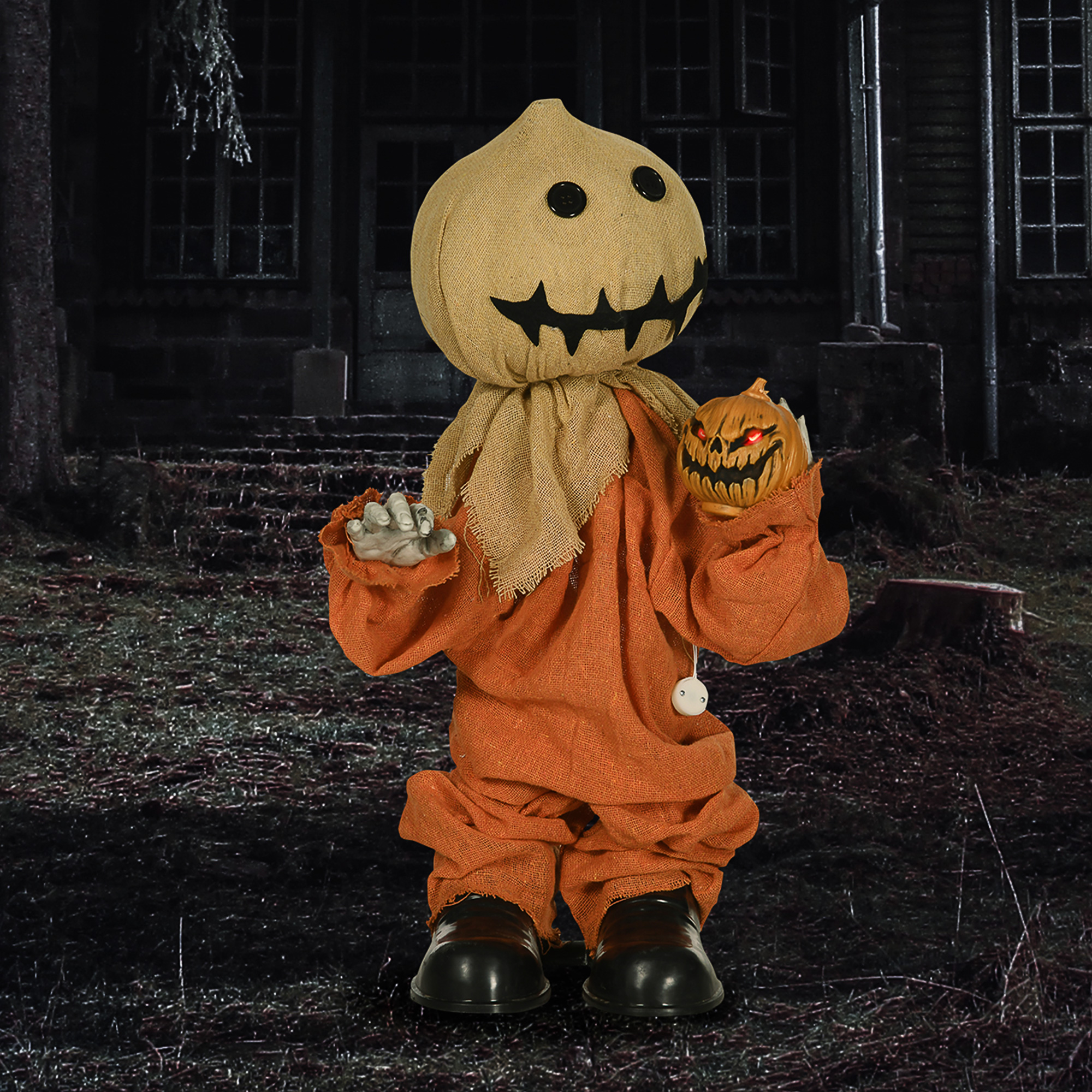 Vogelscheuche Halloween-Dekoration, beweglich, macht Geräusche, batteriebetrieben