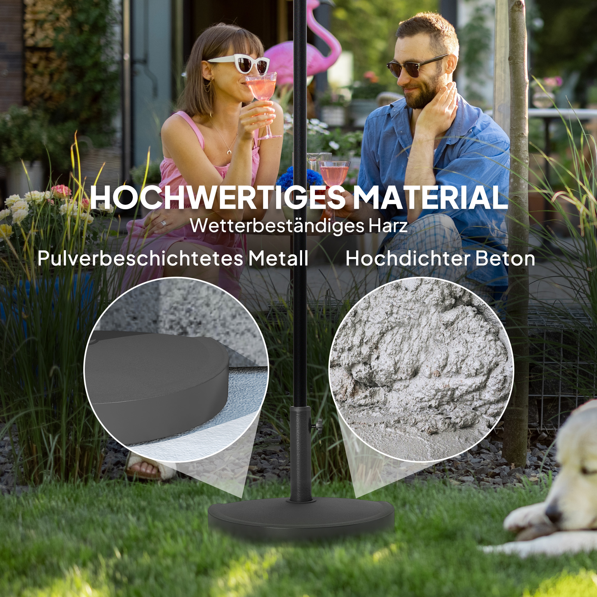 Sonnenschirmständer aus Beton Schirmständer Halbrund Schirmhalter, Schirmgewicht für Sonnenschirm 32/38/48mm