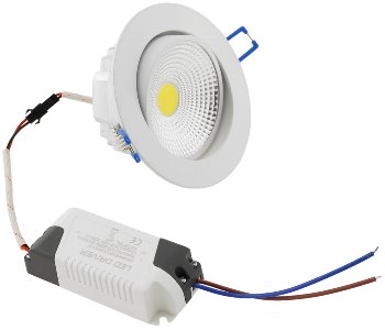 LED-Einbauleuchte "COB-7", 7W, 550lm / 3000K, 75°, Ø109xT47mm, Rahmen weiß