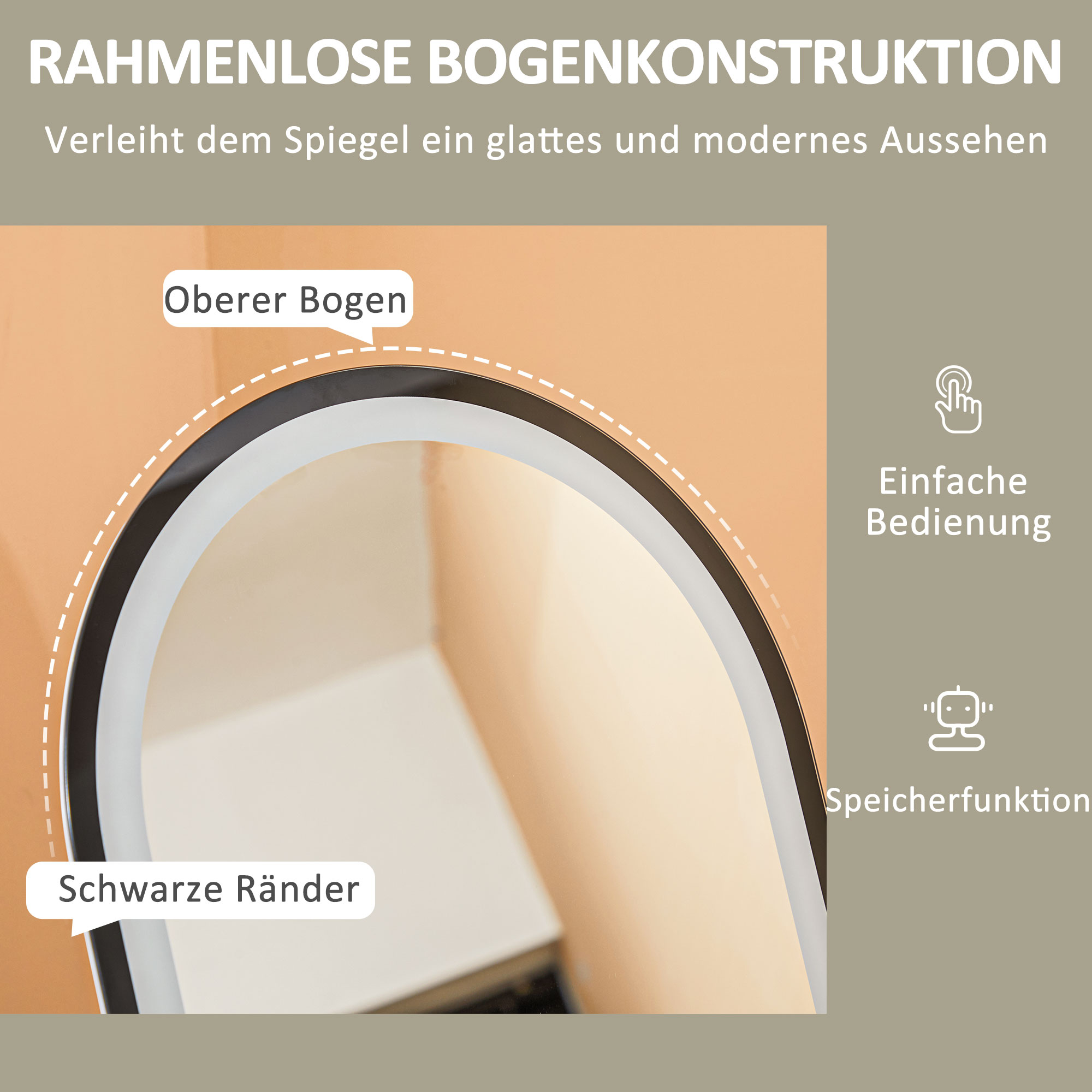 Ganzkörperspiegel, 150 x 40 cm, Freistehender Spiegel mit dimmbaren LED-Lichtern für Wohnzimmer, Schlafzimmer