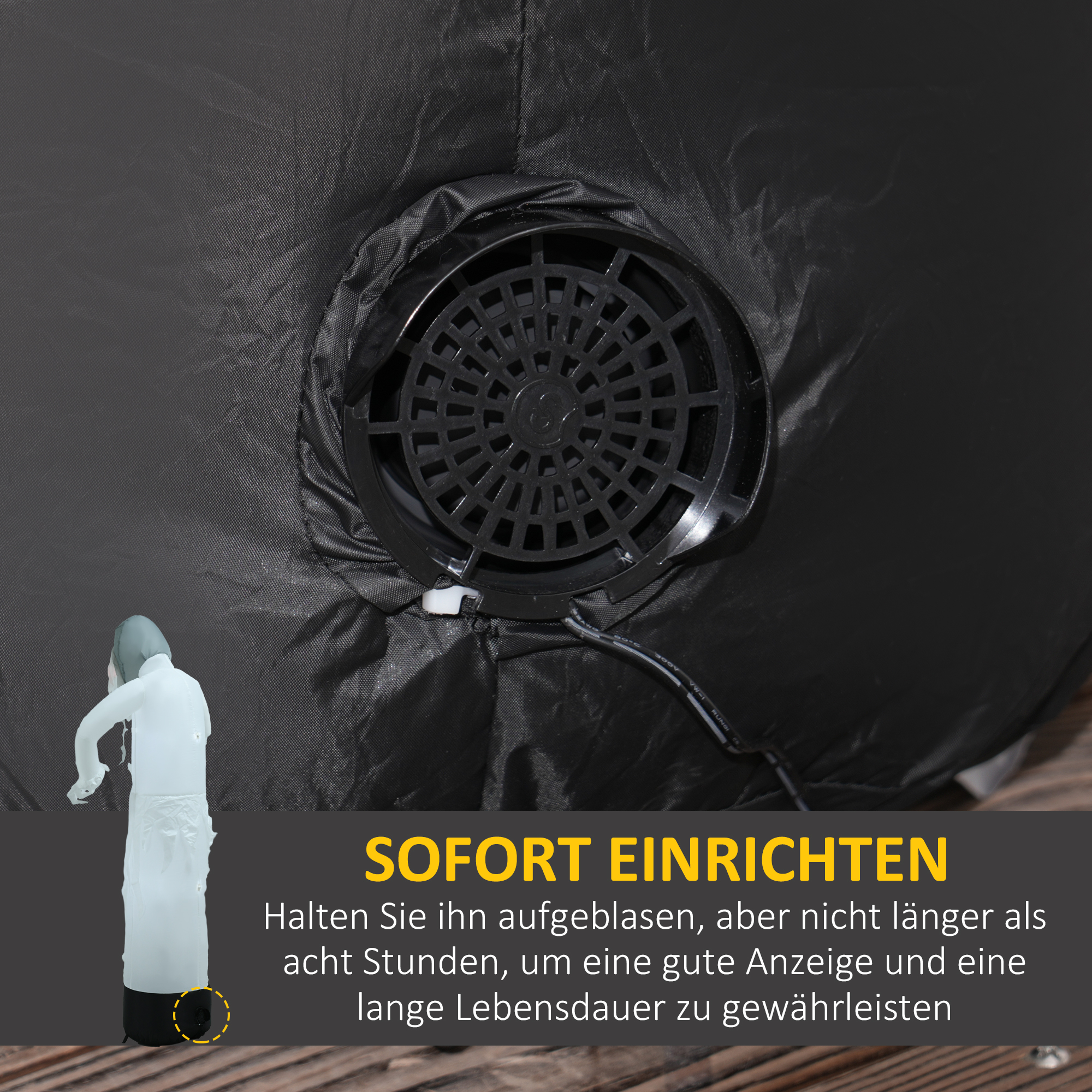 Halloweendeko, Geisterhexe mit roten Augen, aufblasbar, LEDs, Outdoor-tauglich, 180 cm, Weiß