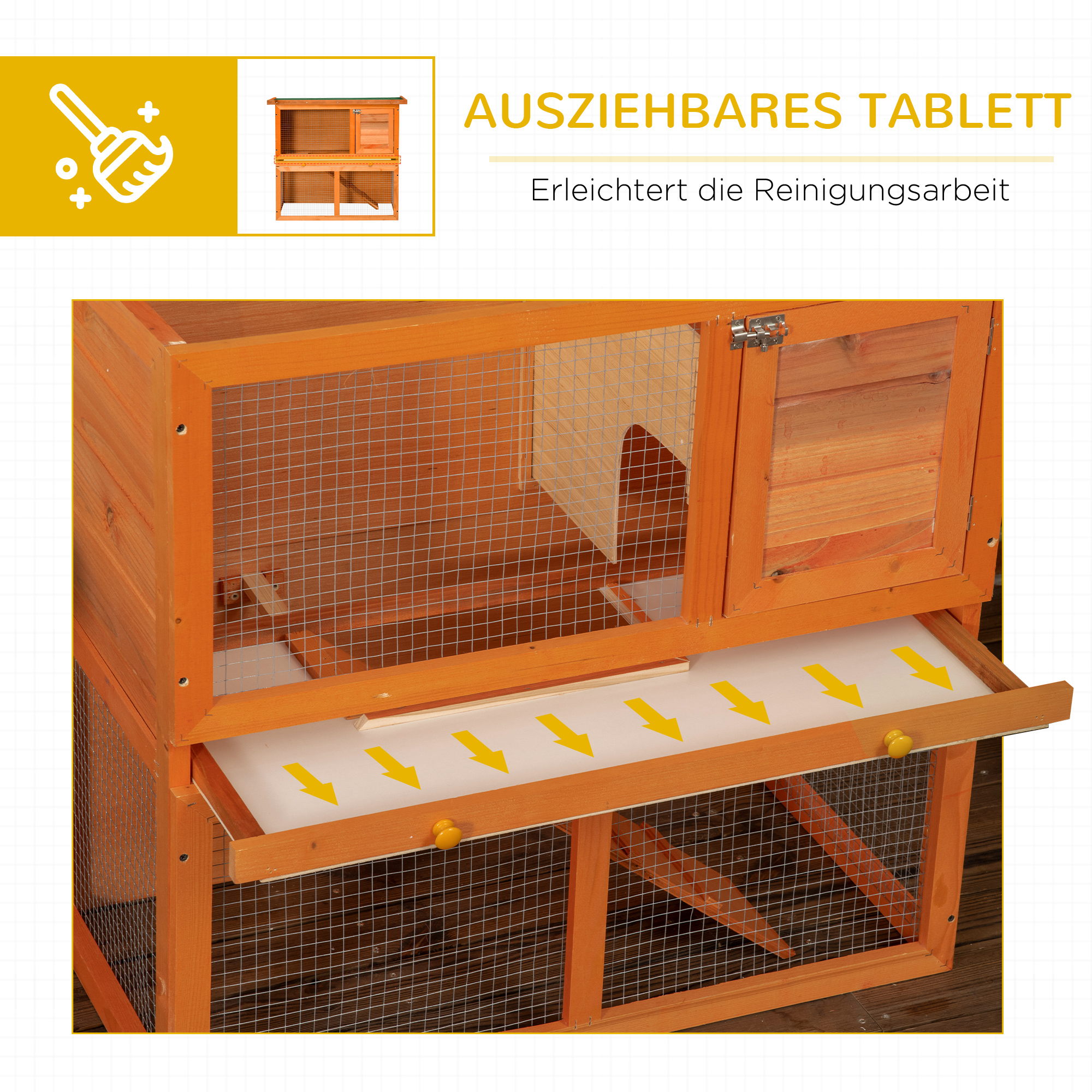 Kleintierstall 2 Ebenen wetterbeständig Tannenholz Natur + Grün