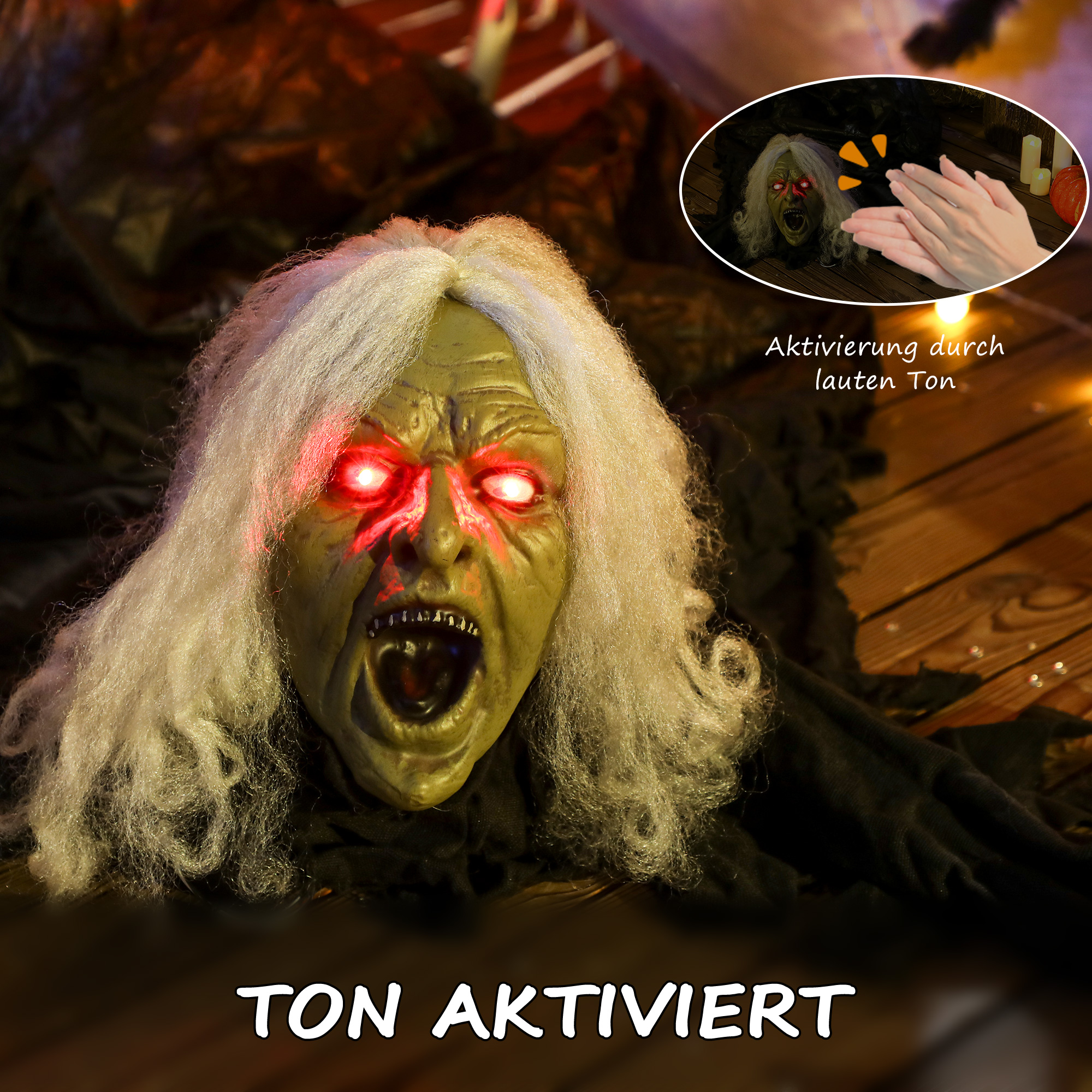 183cm Halloween Dekoration Halloween Zombie-Alte mit LED-Lichter, Soundfunktion, für Party