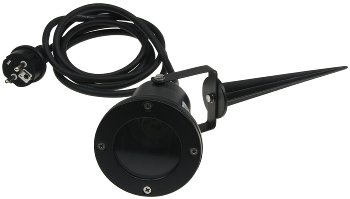 Gartenleuchte "CT-GS10", schwarz / 230V, 1,5m Kabel+Erdspieß, GU10 Fassung