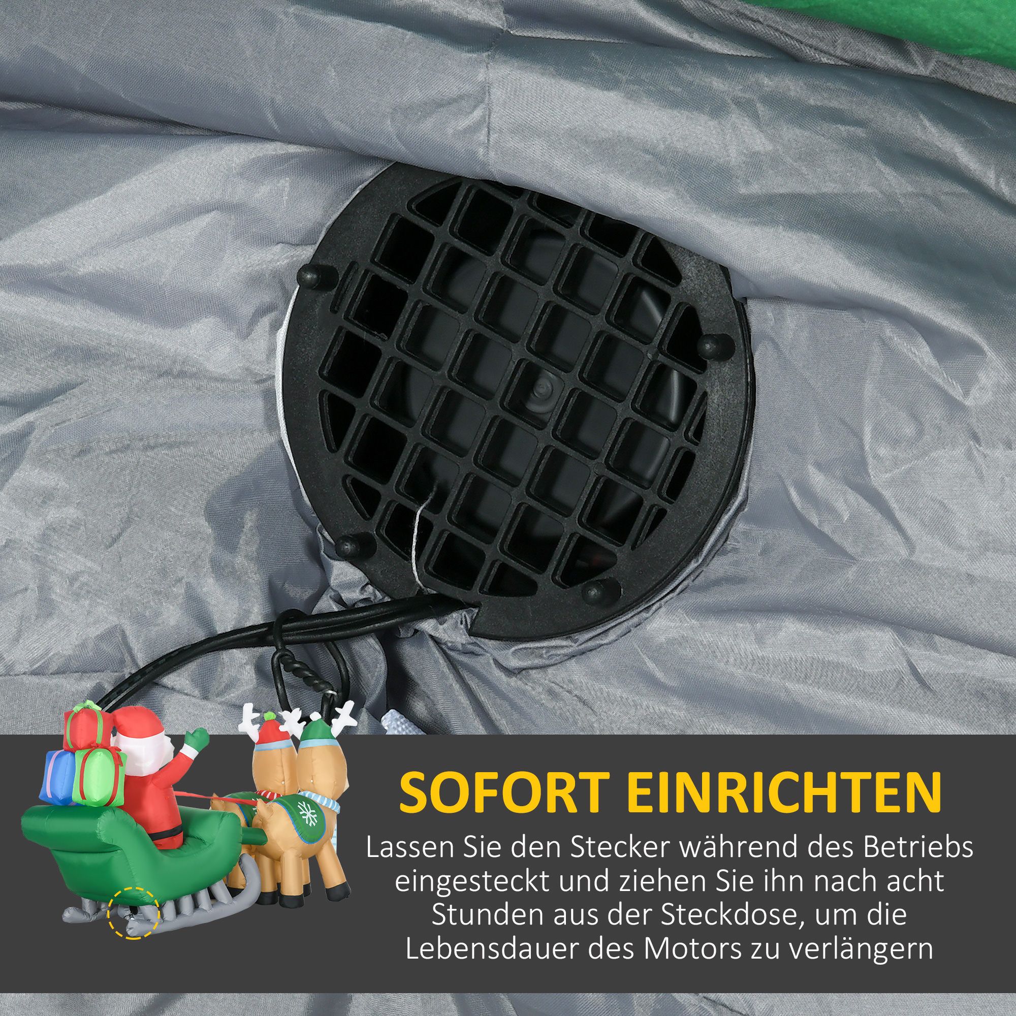 Aufblasbarer Weihnachtsmann, aufblasbare Weihnachtsdekoration, inkl. Gebläse, In- und Outdoor, Weiß+Gold