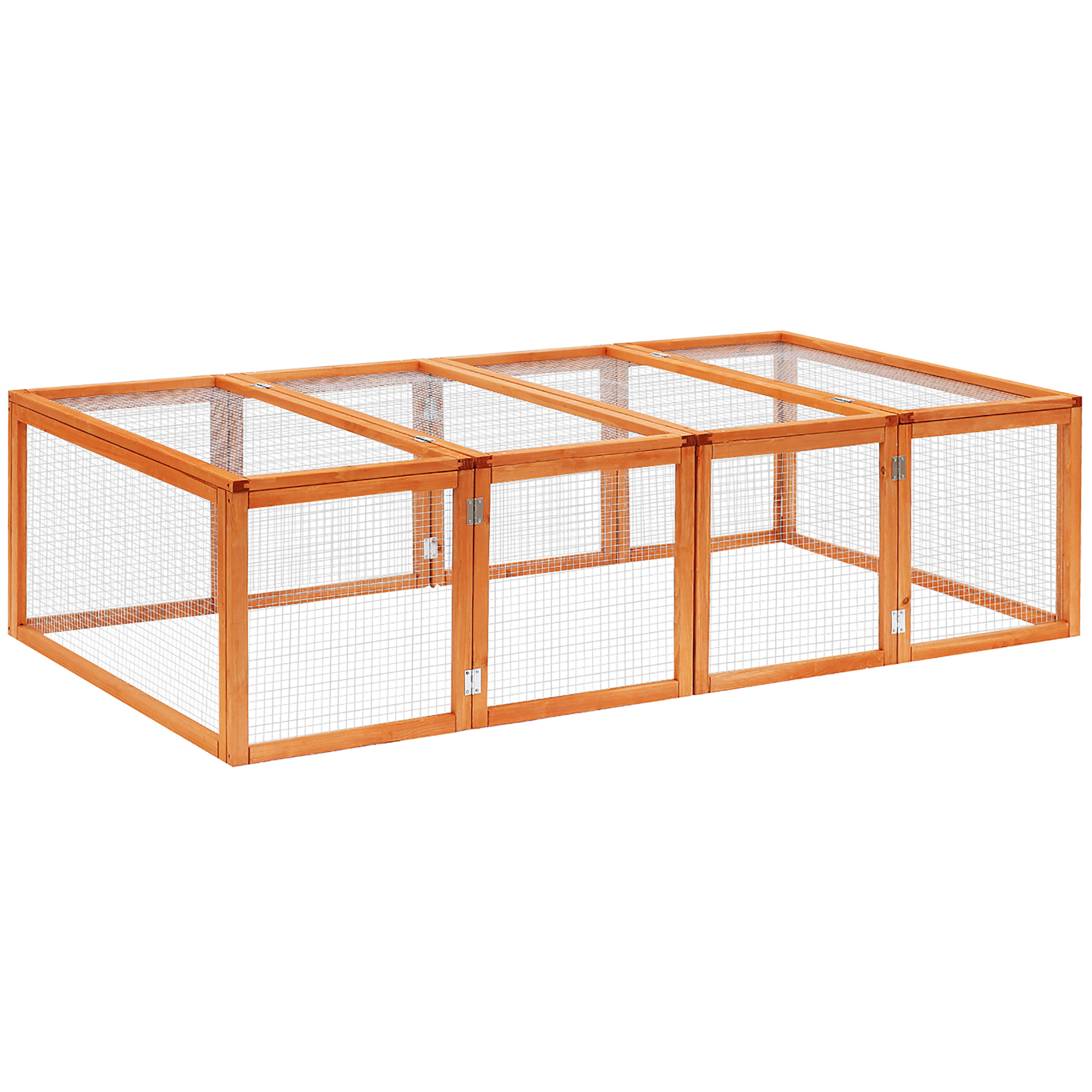 Hasenstall Winterfest Kaninchenstall aus Holz 181x100x48 cm Kaninchenkäfig mit Freilaufgehege, 2 Türen, Metallgitter, Hasenkäfig für Kaninchen, Meerschweinchen Outdoor Natur