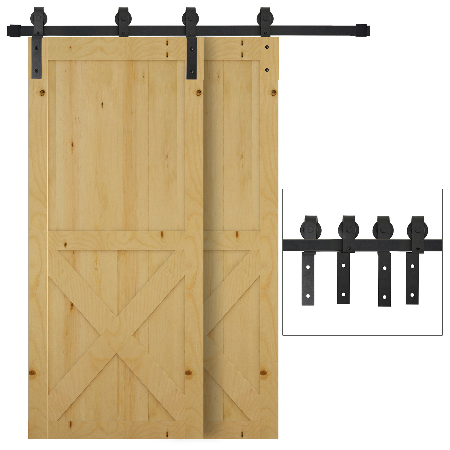 200 cm Schiebetür Komplettset Schiebetürbeschlag, Schiebetür Laufschiene, Schiebetürsystem für Holzschiebetür