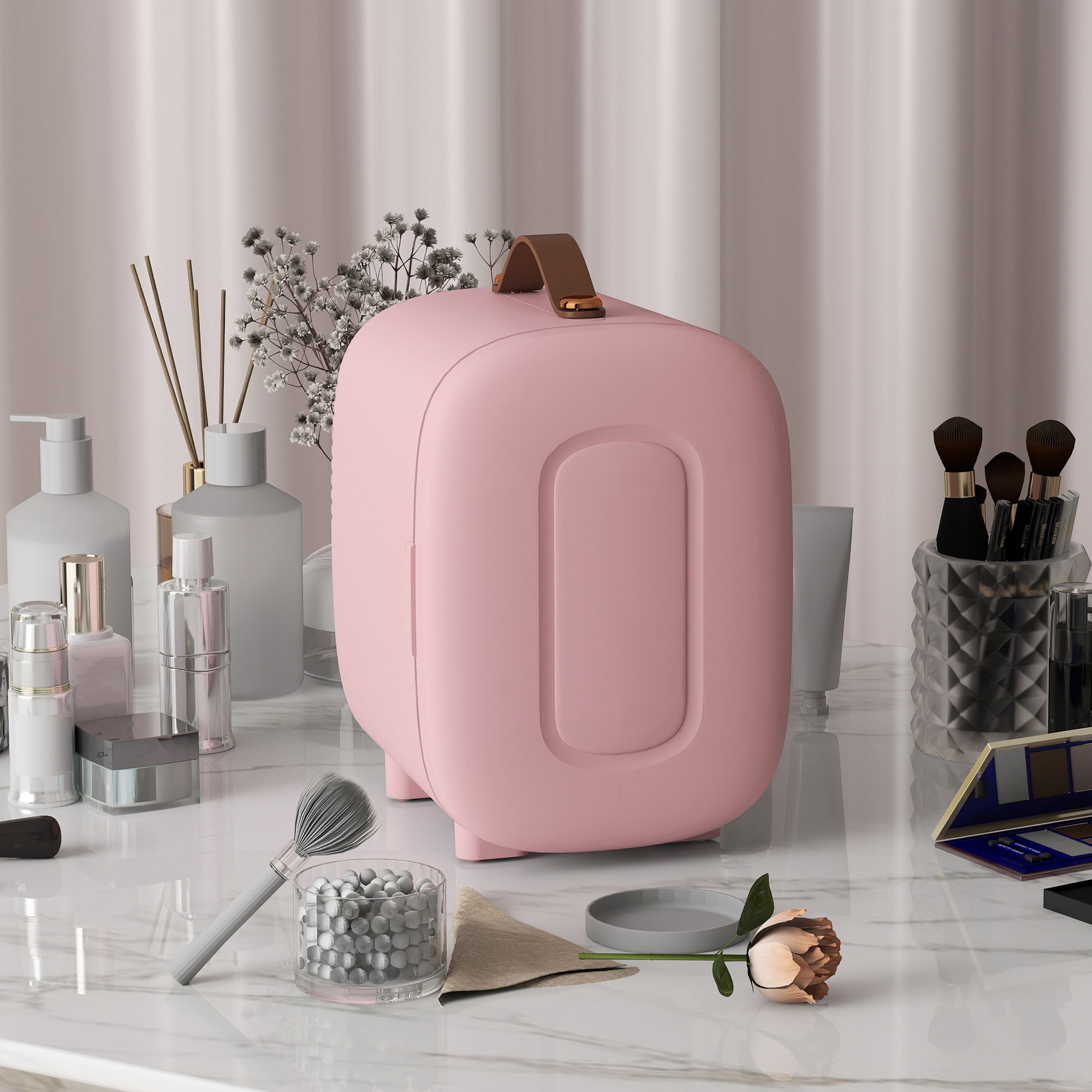 Mini Kühlschrank Kühlschrank Beauty Fridge, 4 L Fassungsvermögen, 20,3 x 26,3 x 28 cm, Rosa