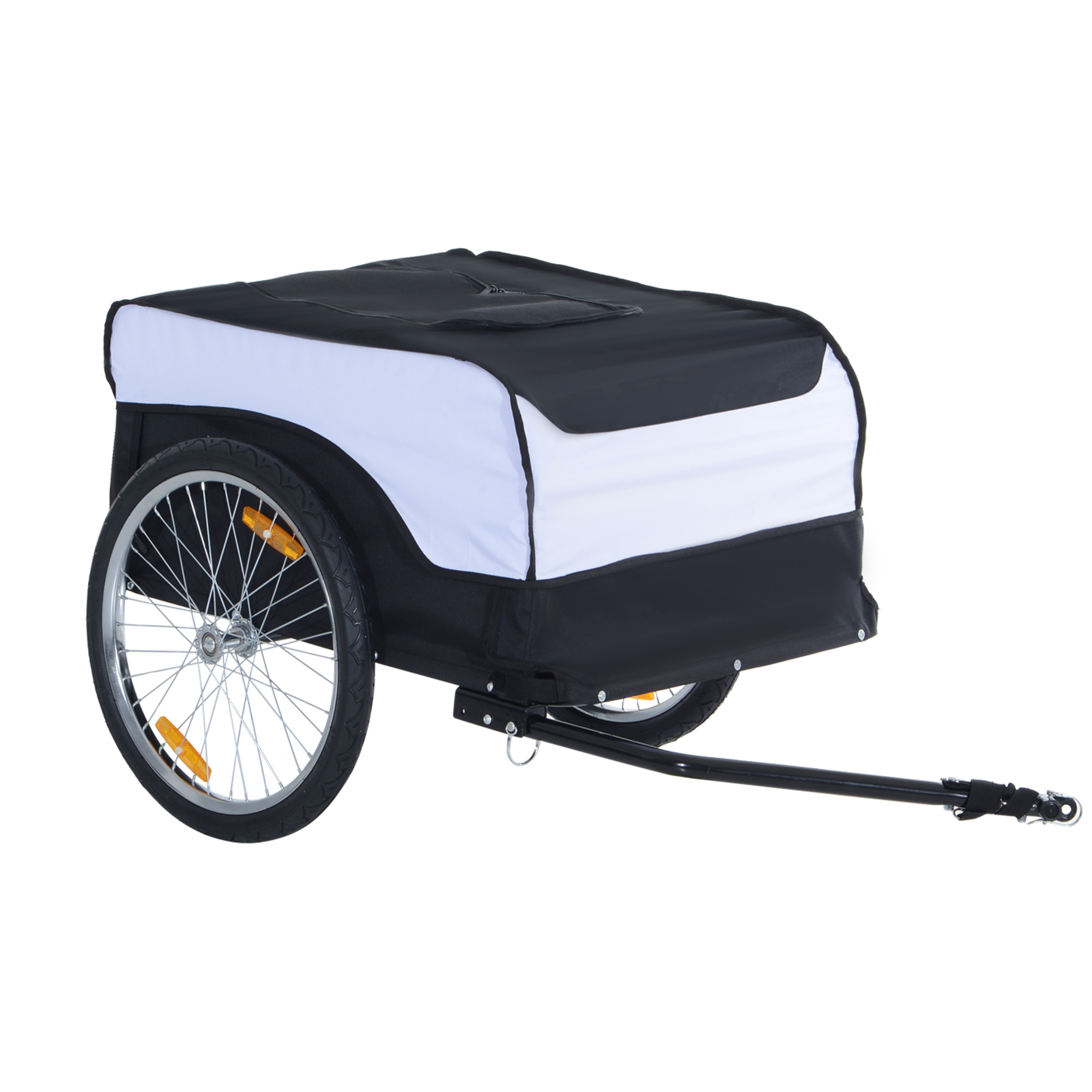 Fahrradanhänger Lastenanhänger Belastbarkeit max. 40 kg Transportanhänger Handwagen Lasten-Fahrradanhänger Weiß+Schwarz Stahl Oxford 140 x 77 x 65 cm