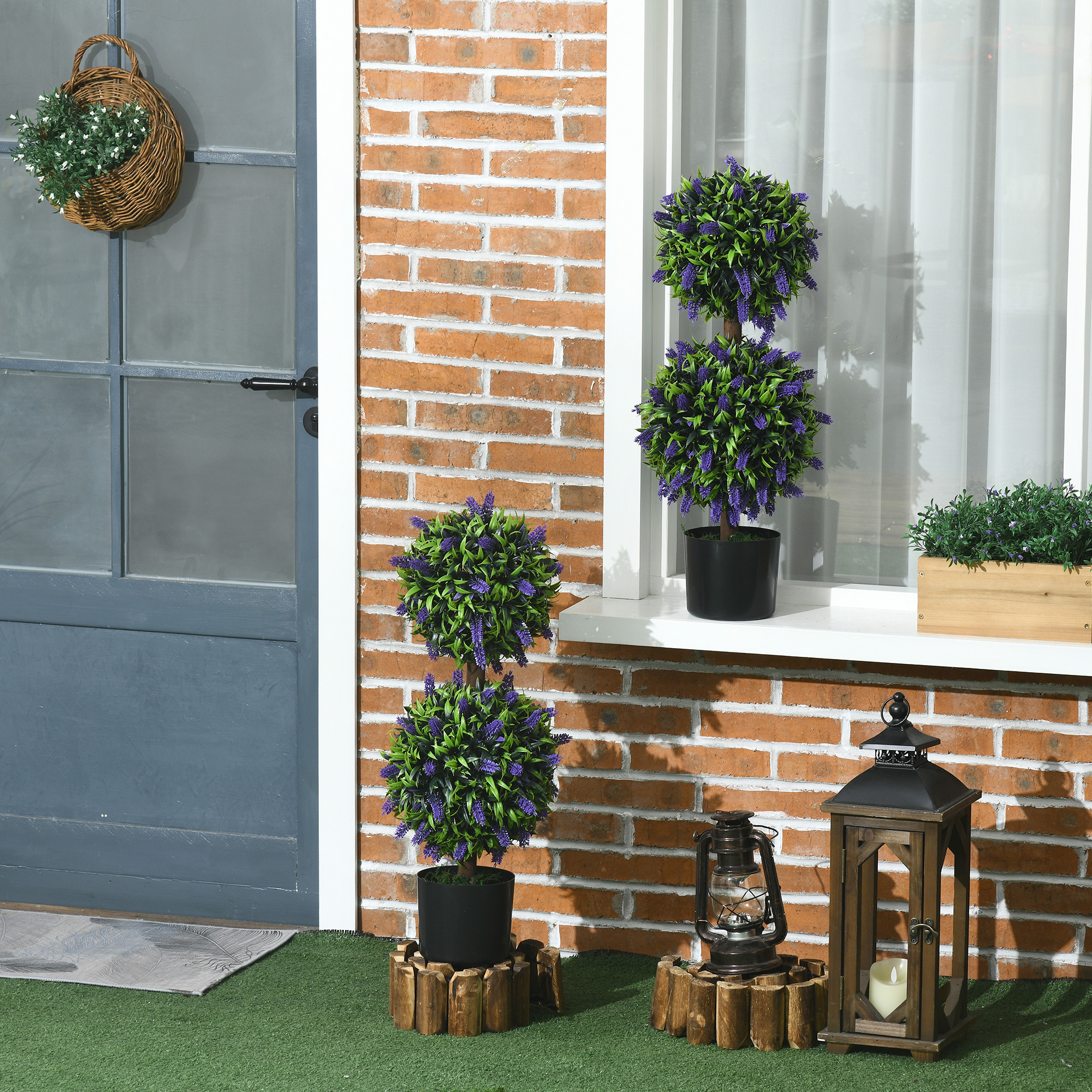 2er-Set Künstliche Pflanzen, UV-beständige Kunstpflanze im Blumentopf, 70 cm Zimmerpflanze für Wohnzimmer, Garten