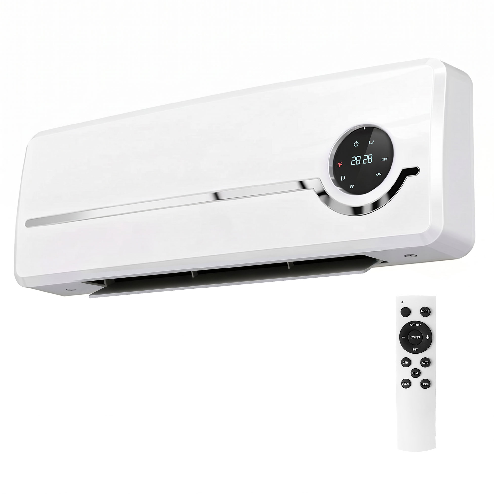 Heizlüfter zur Wandmontage 2000W Keramik-Wandheizung mit Ventilator, Fernbedienung, 2 Heizmodi, LED-Display
