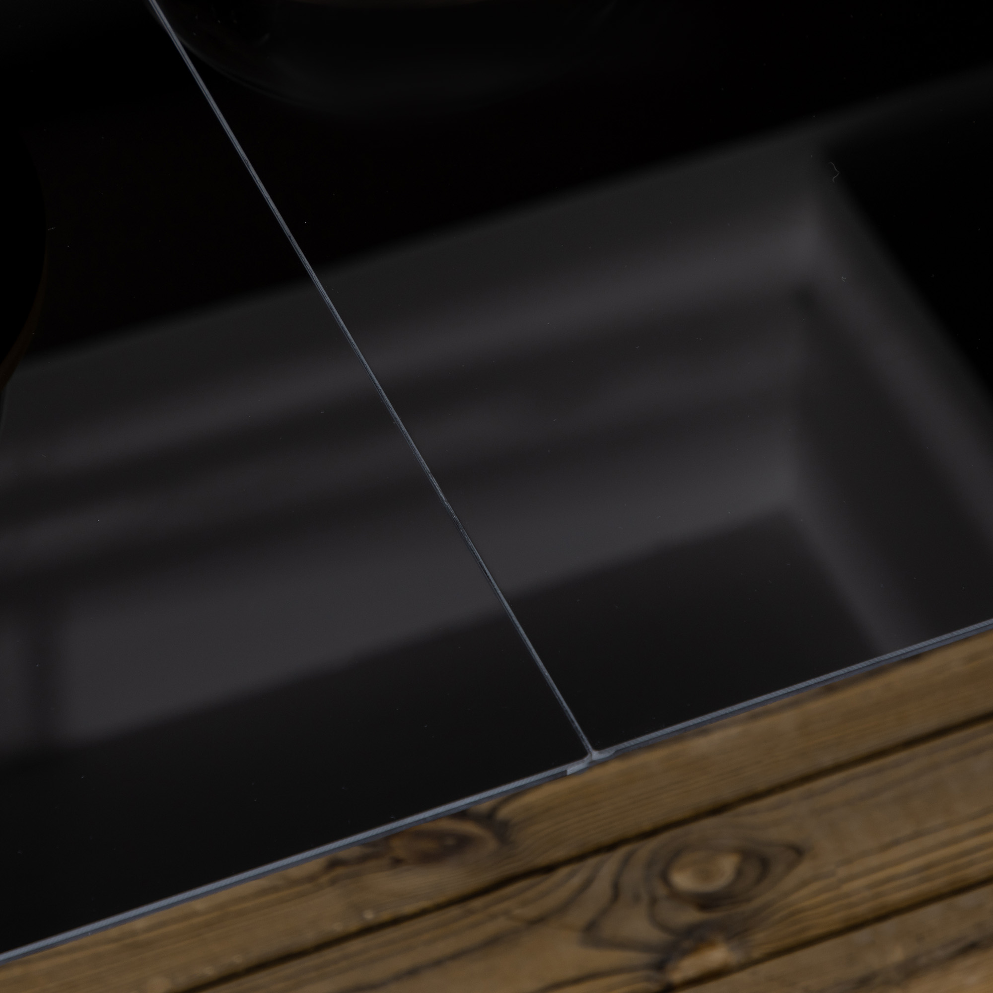 Gartentisch für 6 Personen, wetterbeständig, gehärtetes Glas, Terrassentisch, 150 cm x 90 cm x 74 cm, Schwarz