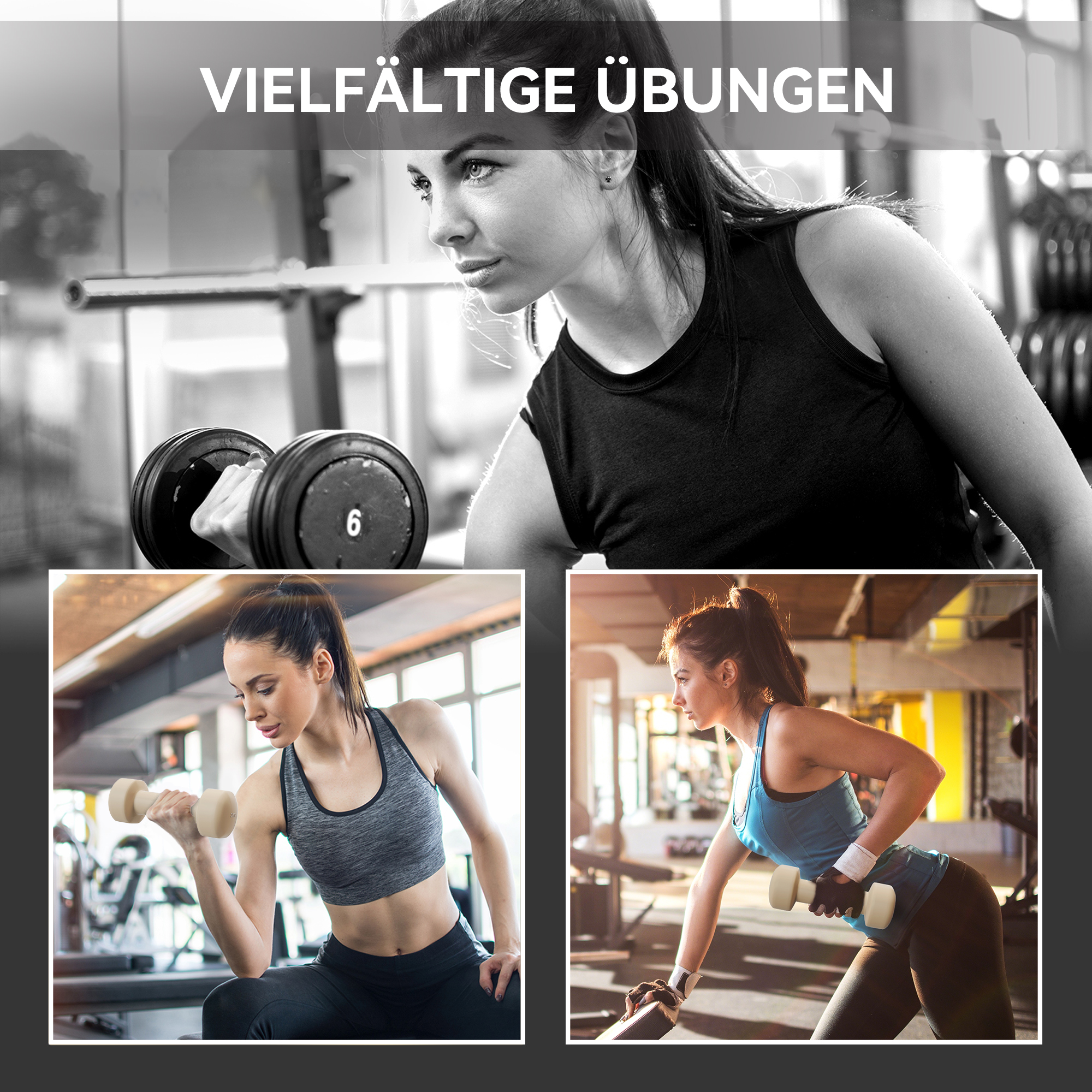 Hantelset 4 Paar 0,5kg-10kg Hanteln mit Koffer, Hantel-Set aus Gusseisen, Hexagon