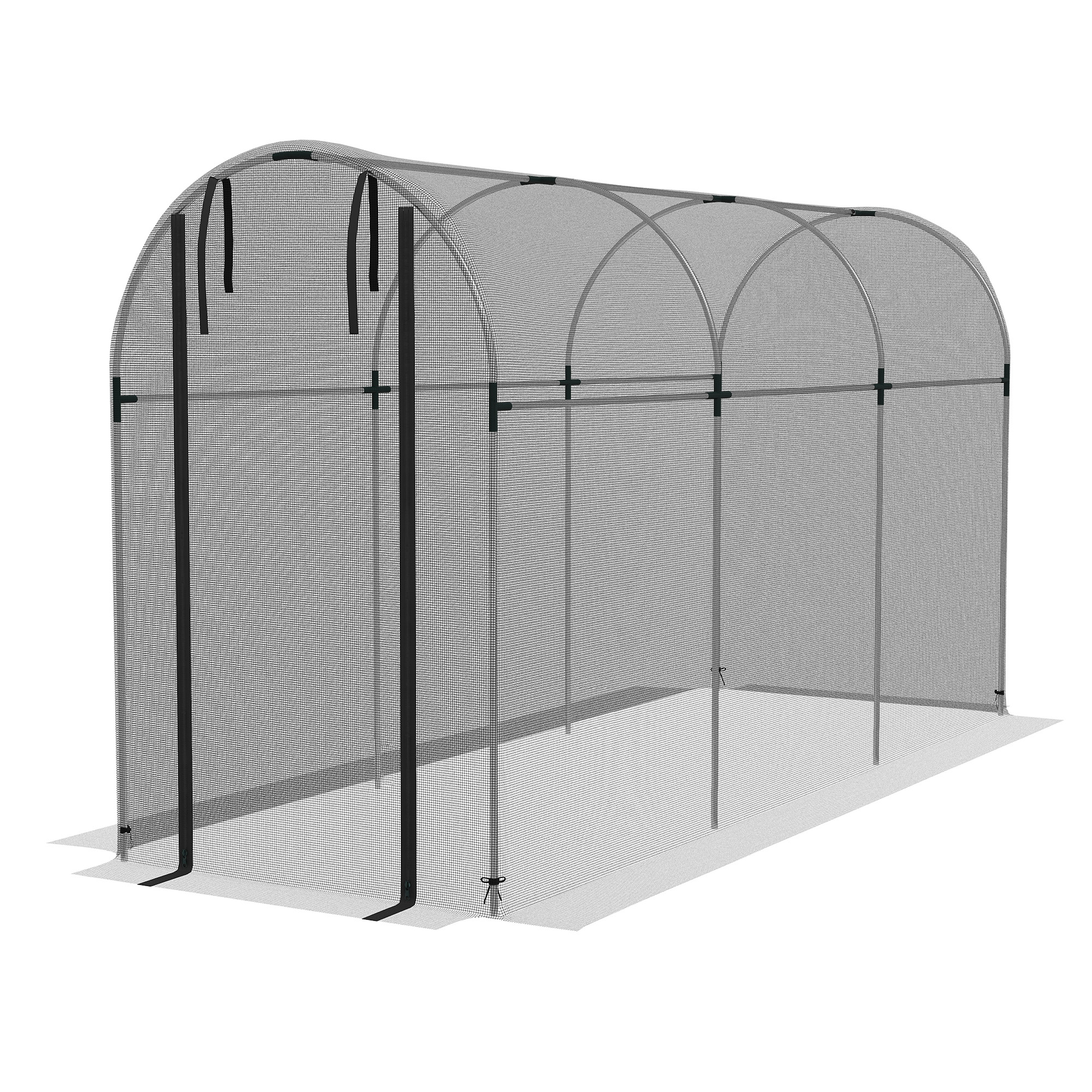 Vogelschutznetz, Pflanzenschutz, robust, Tür mit Reißverschluss, 120x360x188 cm, Schwarz/Silber