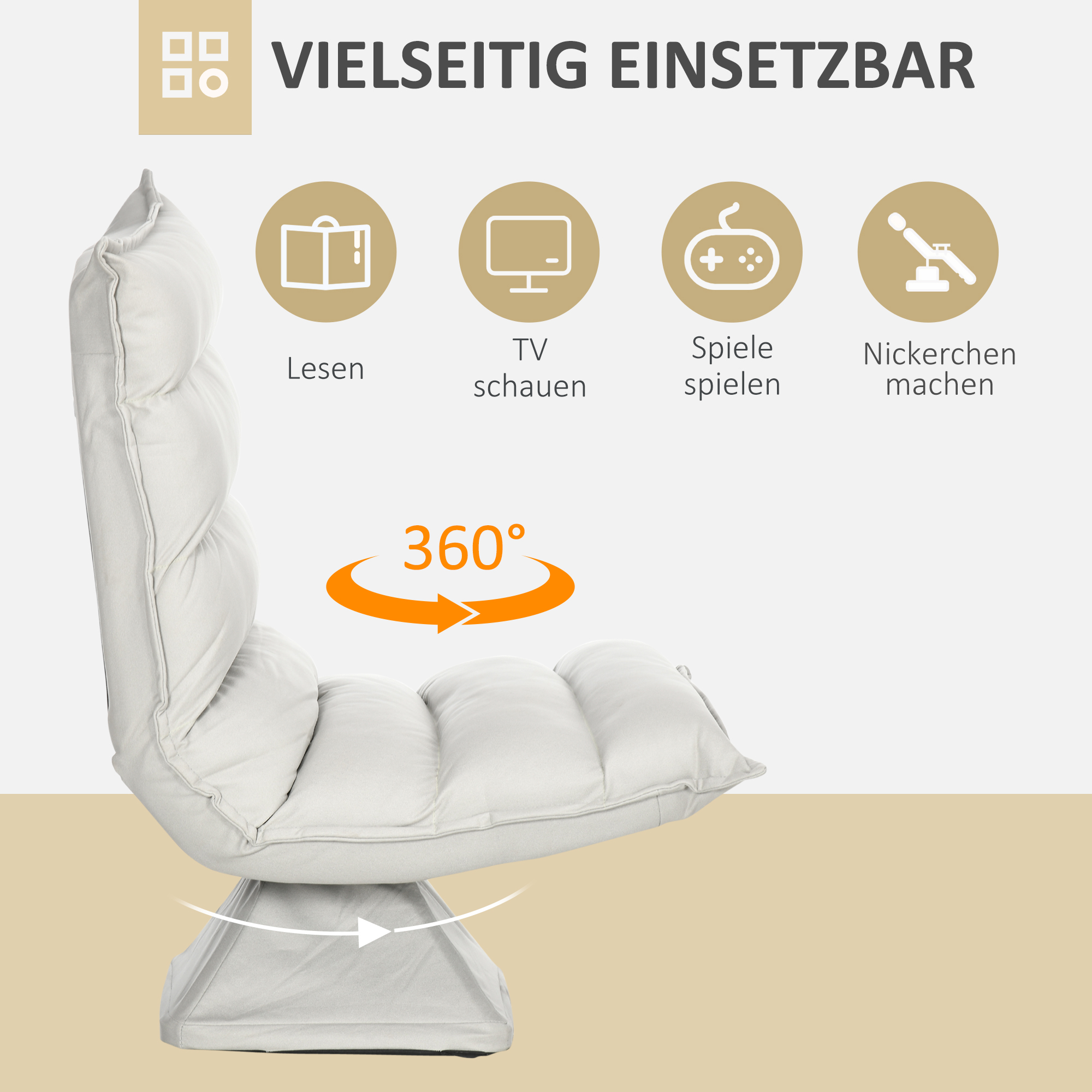 Sessel, drehbar, neigbare Rücklehne, Lederoptik, Stahlrahmen, hellgrau, 62 x 70 x 95 cm