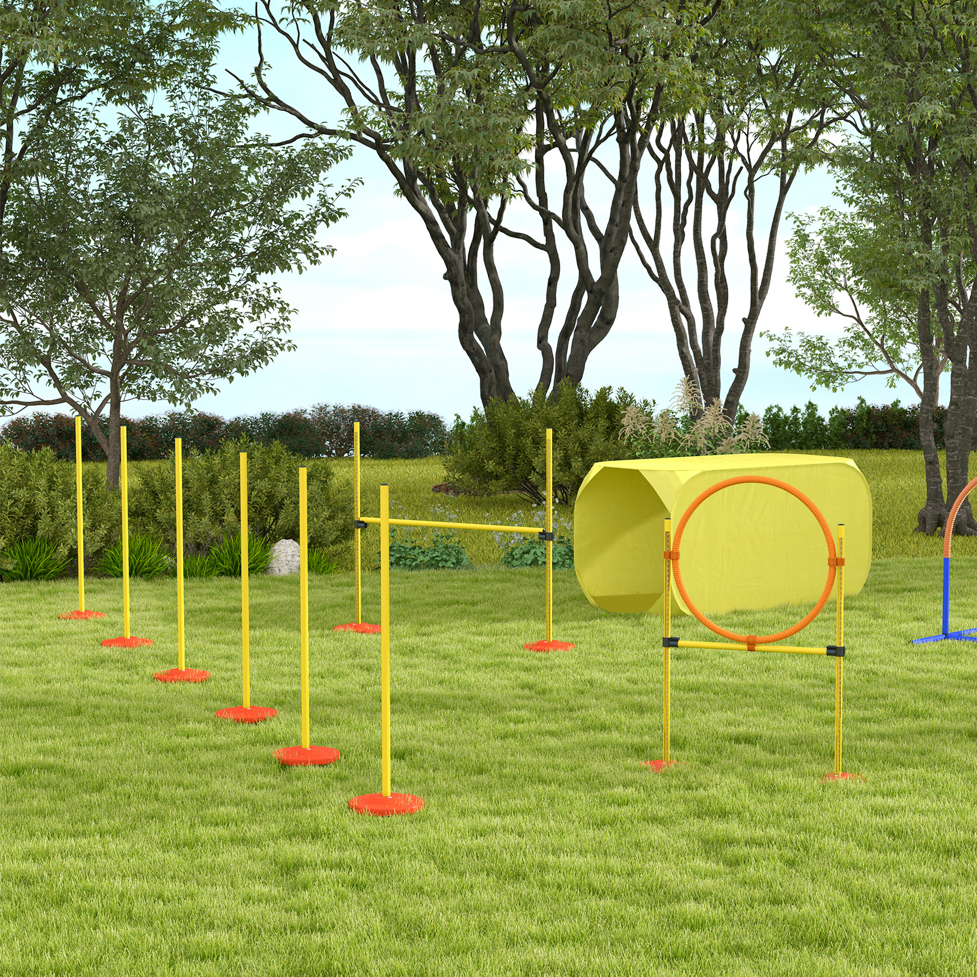 Hunde Agility-Set mit 4 Hindernissen Rot+Gelb