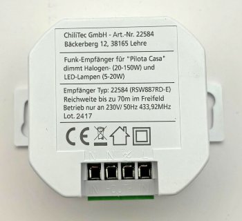 Funk-Empfänger DIM für "Pilota Casa" / dimmt Halogen- (150W) + LED-Lampen (60W)