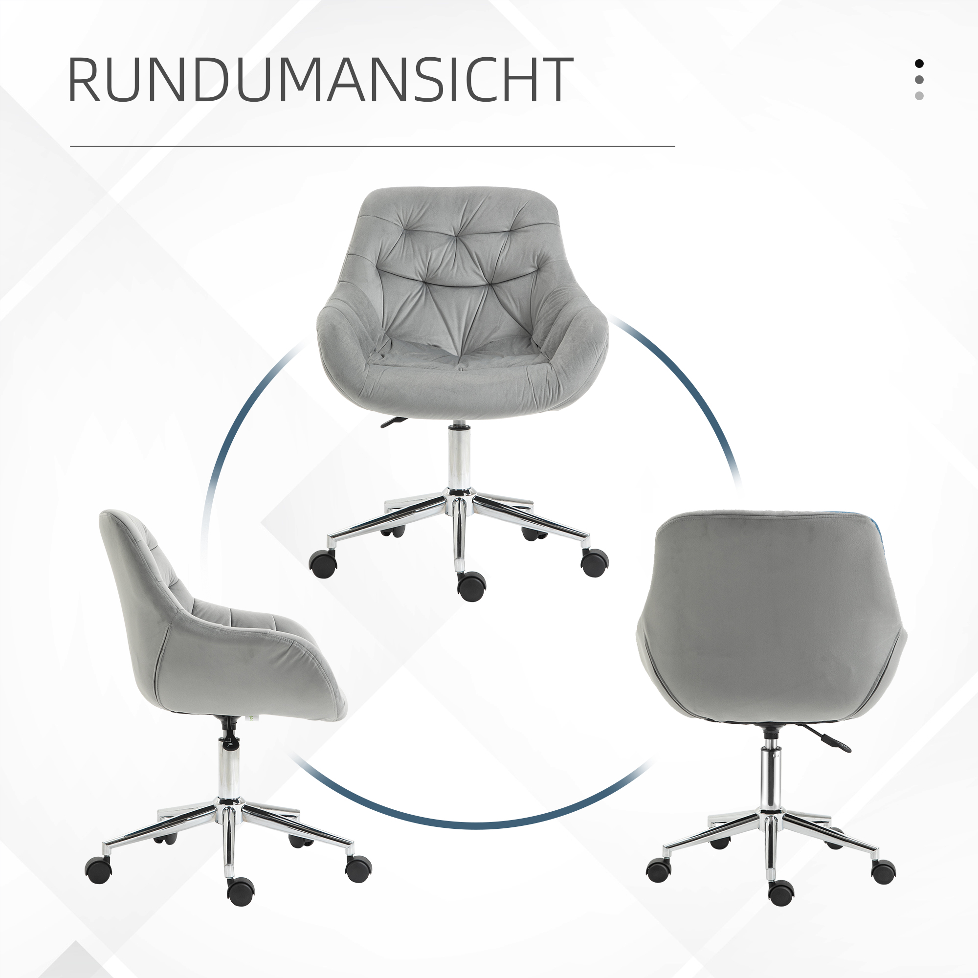 Bürostuhl Chefsessel Drehstuhl Computerstuhl Sitzhöhenverstellung für jüngere Benutzer und Kleines zum Lernen und Spielen Polyester Schaumstoff Metall Nylon Grau 59 x 58 x 80-90 cm
