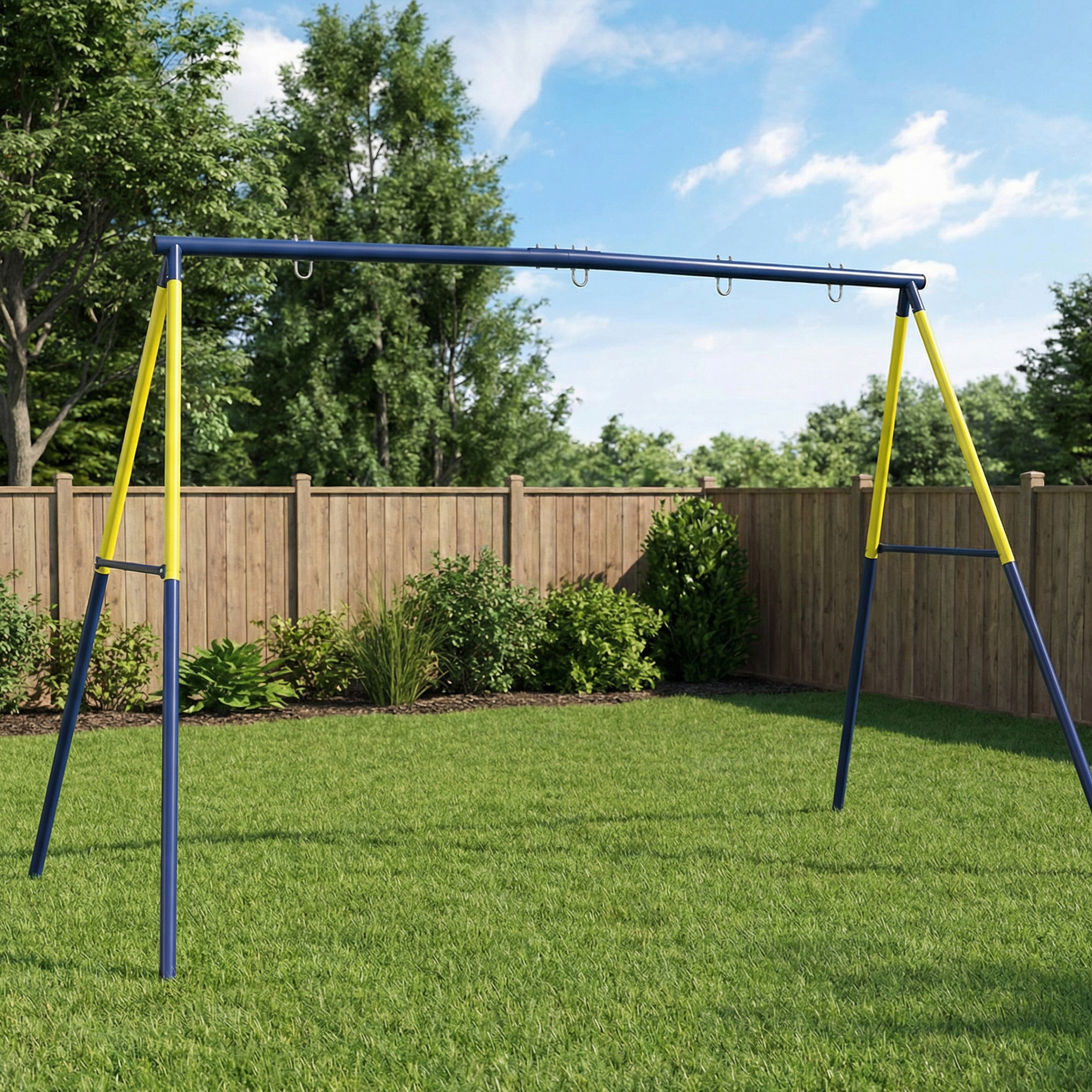 Schaukelgestell Stahl Schaukelgerüst bis 150 kg für Nestschaukel Kinderschaukel Kletterleiter, 260 x 160 x 178 cm, Blau