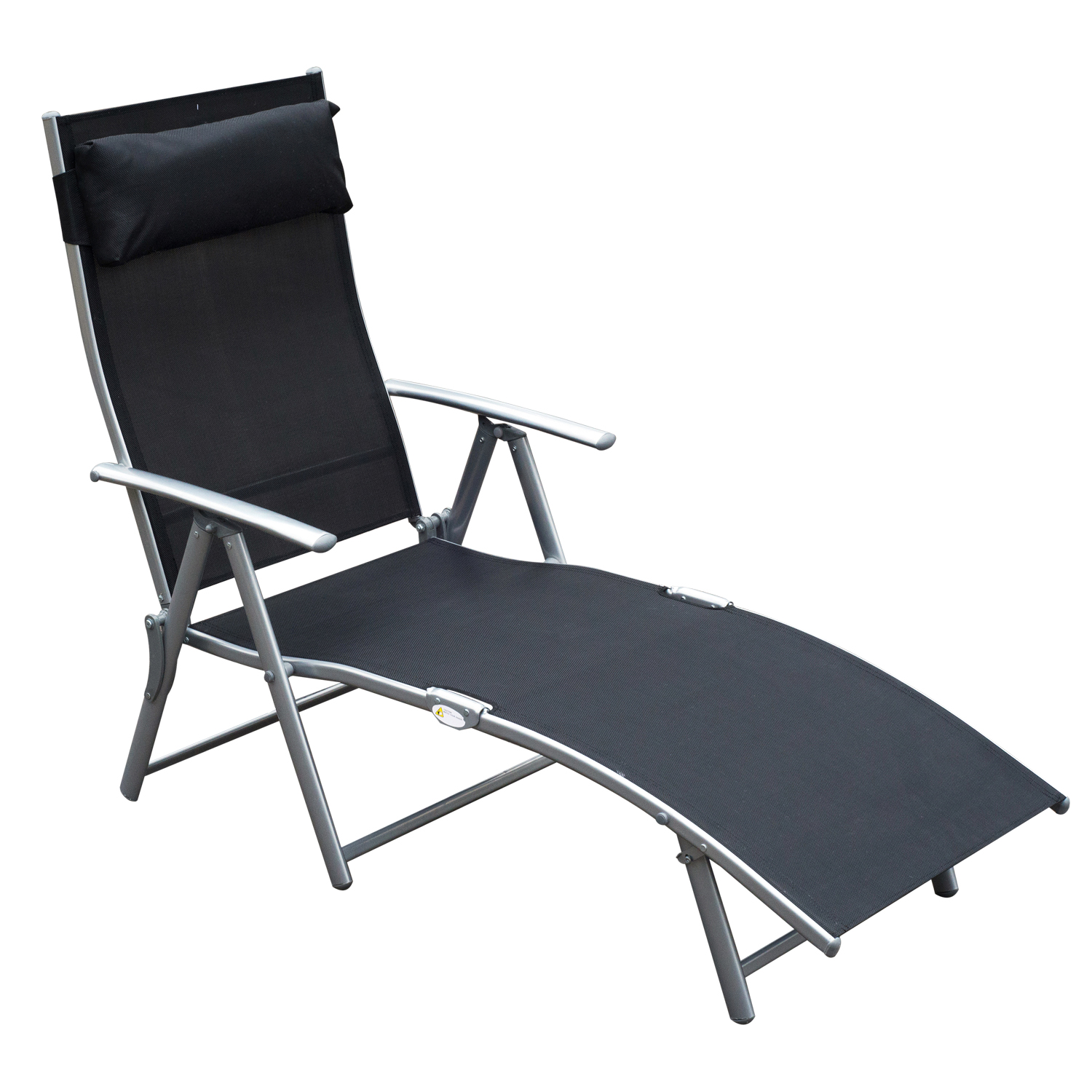 Sonnenliege klappbar Strandliege mit Kissen Liegestuhl mit 7-Fach verstellbare Rückenlehne Gartenliege Relaxliege Gartenstuhl bis 165 kg belastbar, für Garten Urlaub Outdoor, Schwarz