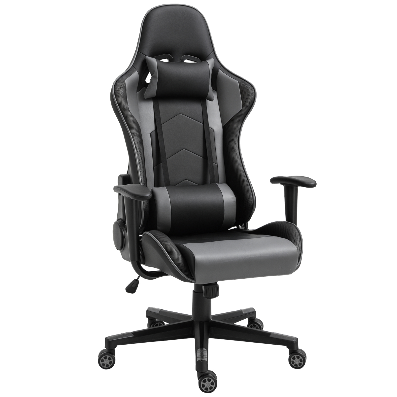 ergonomischer Bürostuhl, Gaming Stuhl, Drehstuhl, Kunstleder, Schaumstoff, Schwarz, 67,5 x 74x 126-136 cm
