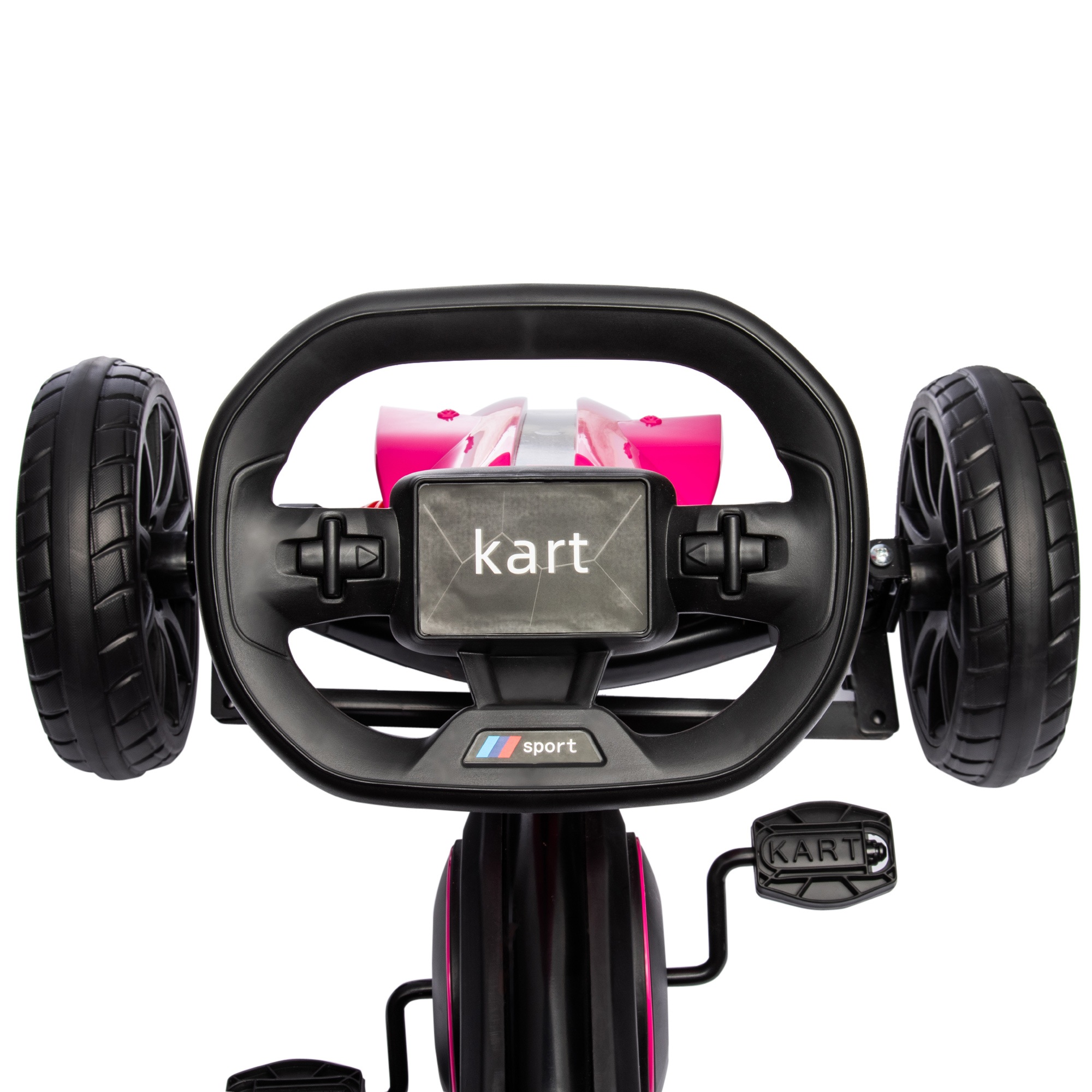 Go-Kart, Kinderfahrzeug mit verstellbarem Sitz, Tretfahrzeug, Tretauto mit Handbremse, 3-8 Jahre, Outdoor, Rosa