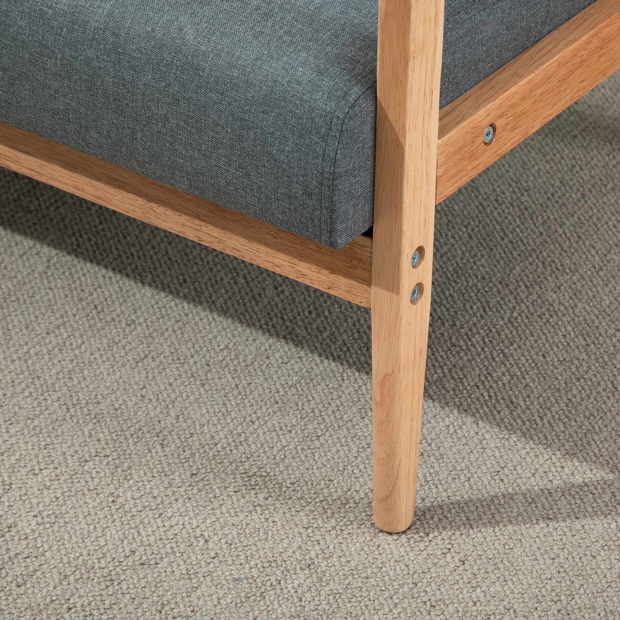 Sofa 2 Sitzer, 115 cm Couch mit Armlehnen, Rückenlehne, Kleine Polstersofa mit Leinenoptik, Holzbeine, Gepolstert Loungesofa für Wohnzimmer, Schlafzimmer, Dunkelgrau