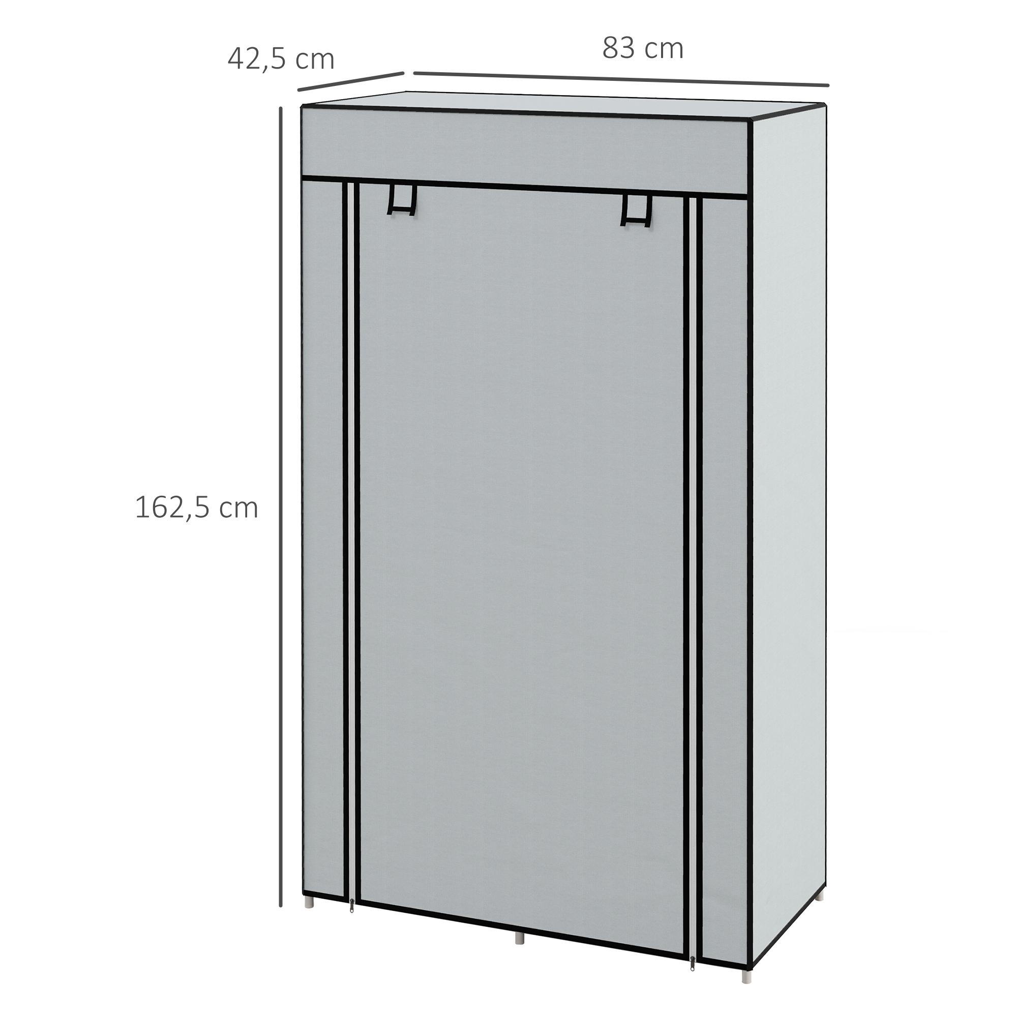 Kleiderschrank Stoffschrank 1 Kleiderstange, 2 Schubladen, 83 x 42,5 x 162,5 cm, Grau