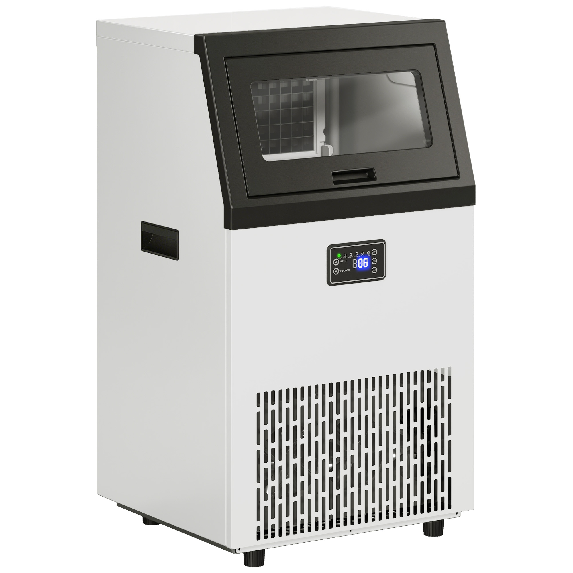 Eiswürfelmaschine, 55 kg/24h Edelstahl Unterbau- oder freistehende Eiswürfelmaschine mit 13 kg Speicher