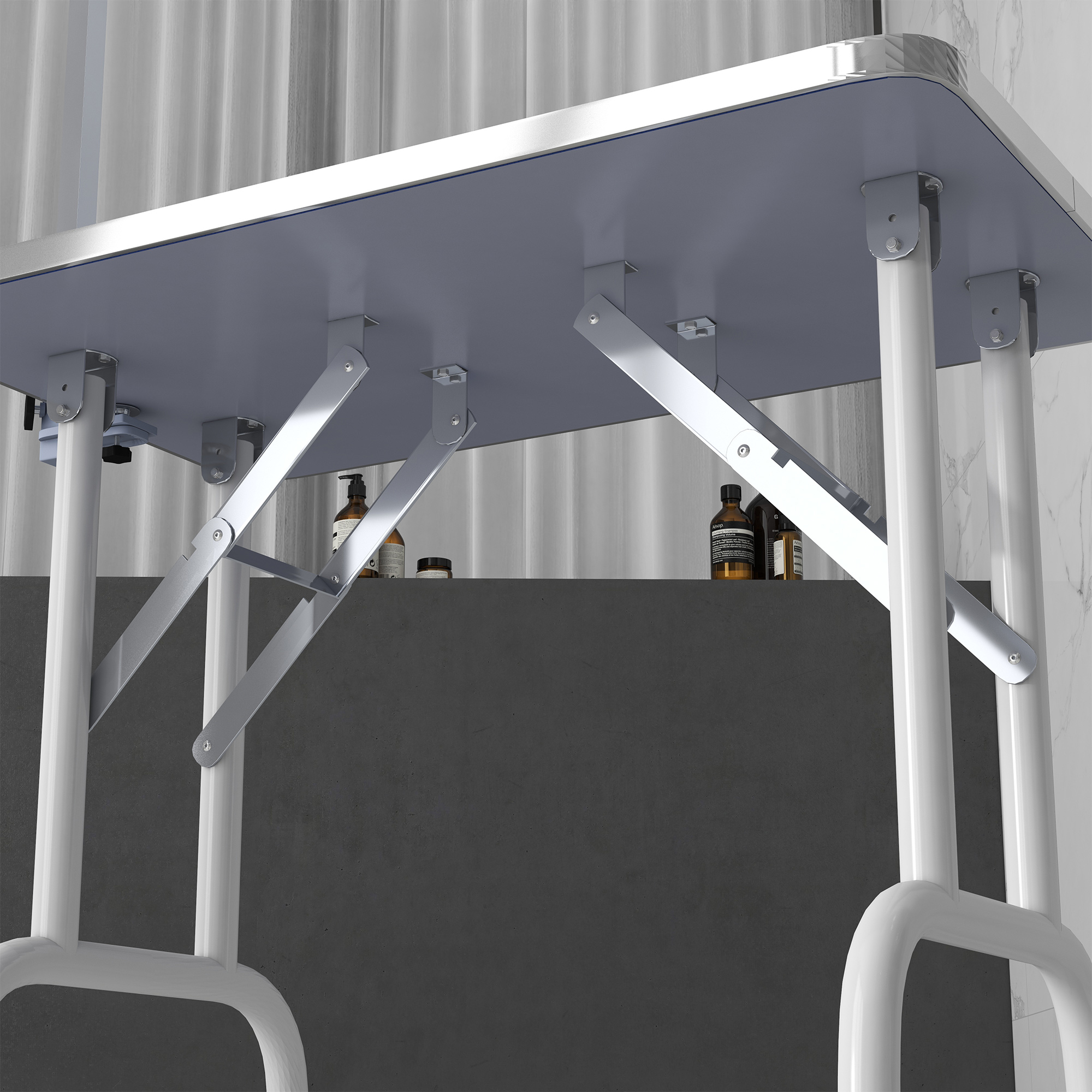 Haustier-Pflegetisch, zum Frisieren, Bürsten, Waschen von Haustieren, Metall, Blau