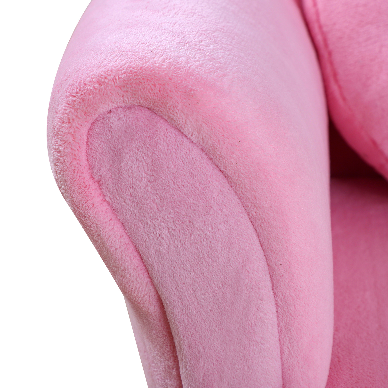 Kindersessel Kindersofa mit Korallenvlies-Optik, massiven Holzfüßen Sessel aus Schaumstoff Kinderstuhl für Kinderzimmer, Spielzimmer, 90 x 53 x 48cm, Rosa