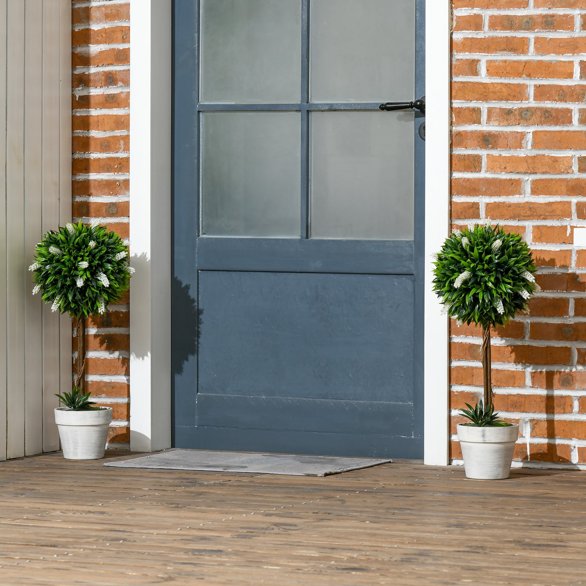 2er-Set Lavendel Kunstbaum, 60 cm hoch, inkl. Topf und Kunstmoos, Weiß