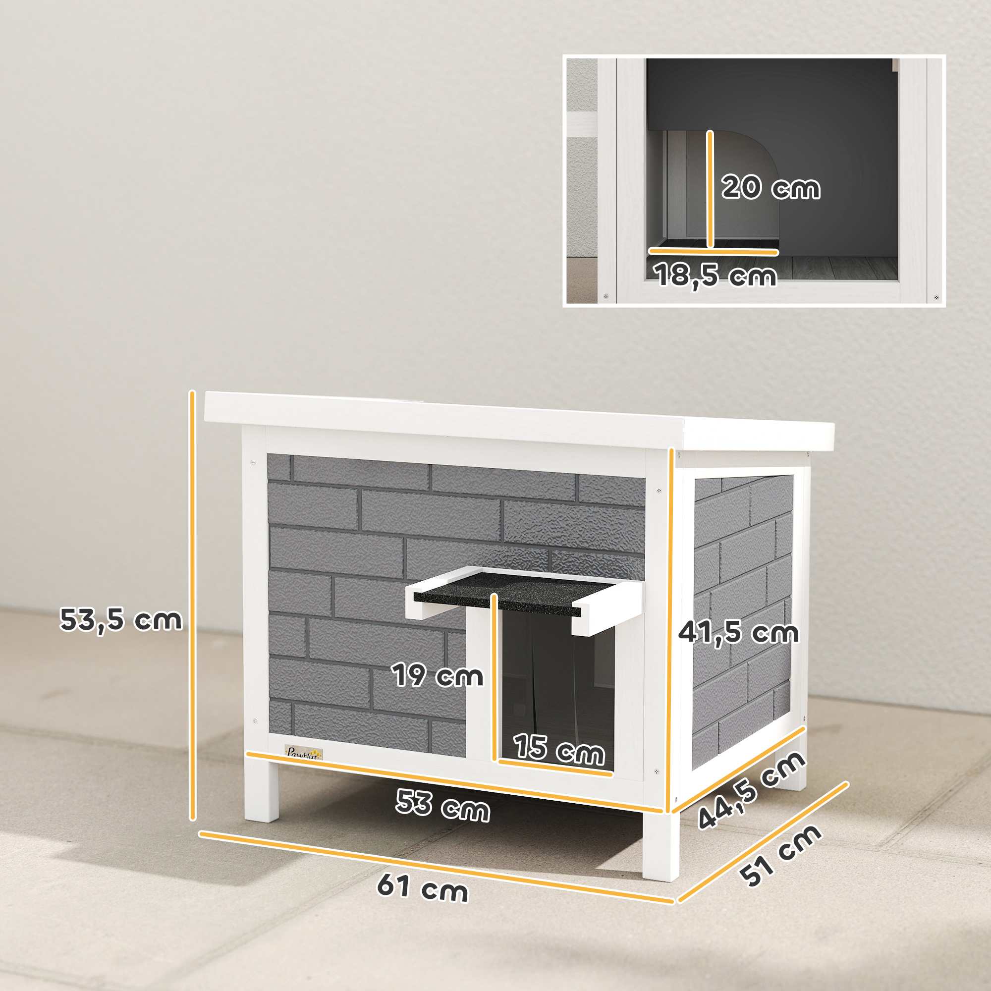 Katzenhaus Wetterfeste Katzenhütte aus Holz mit aufklappbarem Dach Aluminium-Isolierplatten Asphaltdach 61x51x53,5 cm