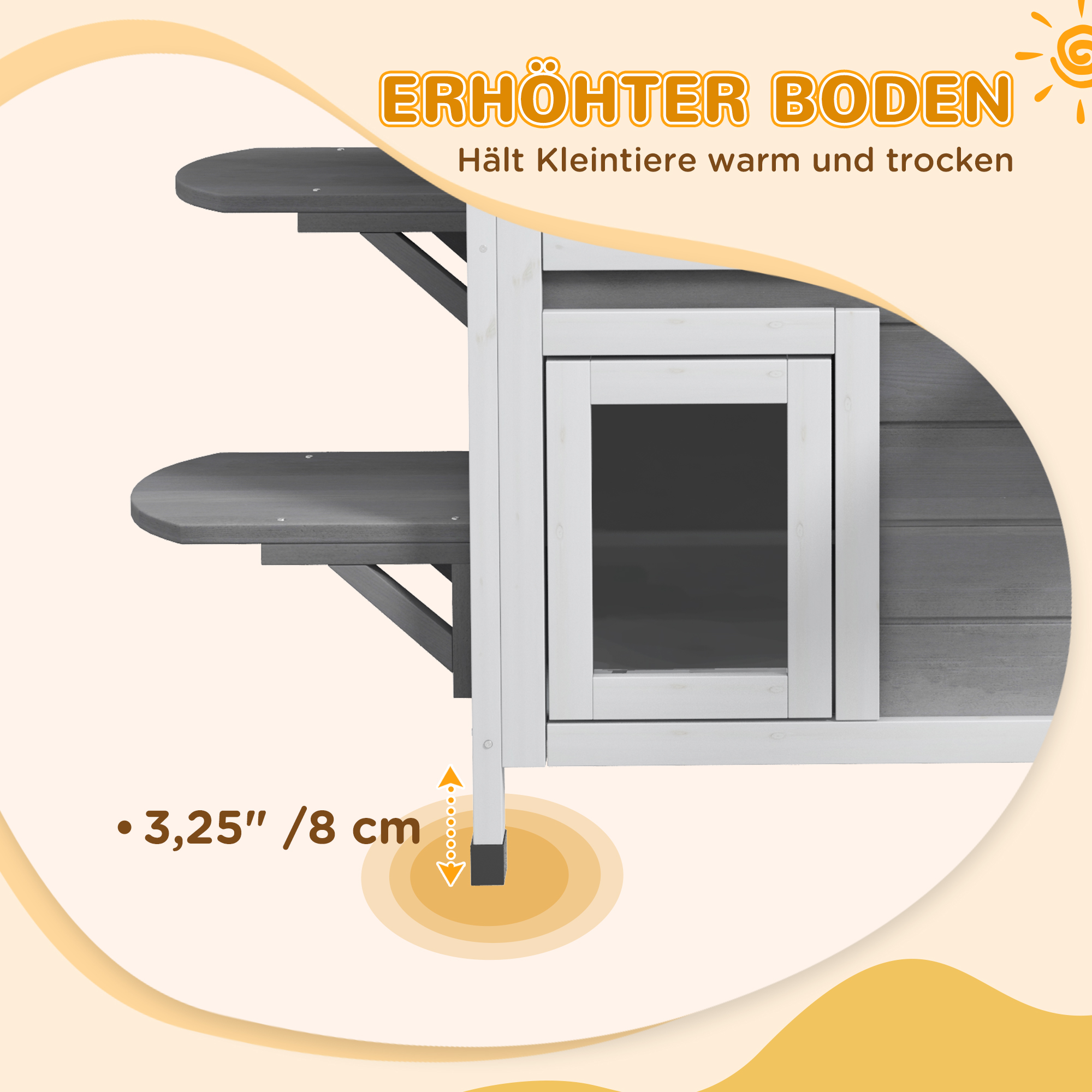 Katzenhaus aus Holz 2-Etagen Winterfest wasserdicht Katzenhütte mit Asphaltdach klappbarem Deckel Treppe Katzenhöhle Outdoor Schutzhütte für Draußen Garten Balkon 78 x 55,5 x 91 cm Grau