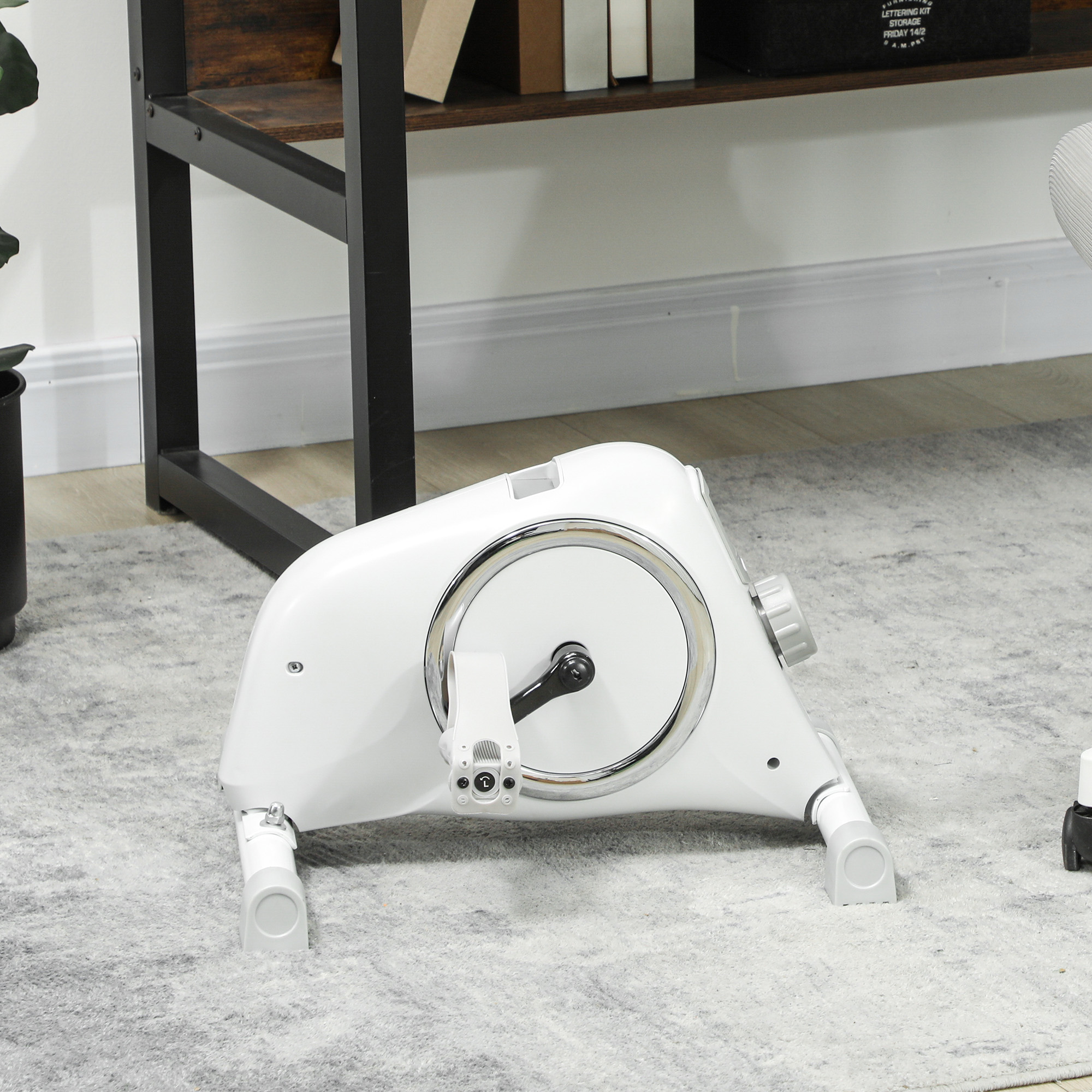 Mini-Heimtrainer, Unter-dem-Schreibtisch-Fußpedale, Arm- und Beinübungen, 8 Widerstandsstufen, Stahl, Weiß