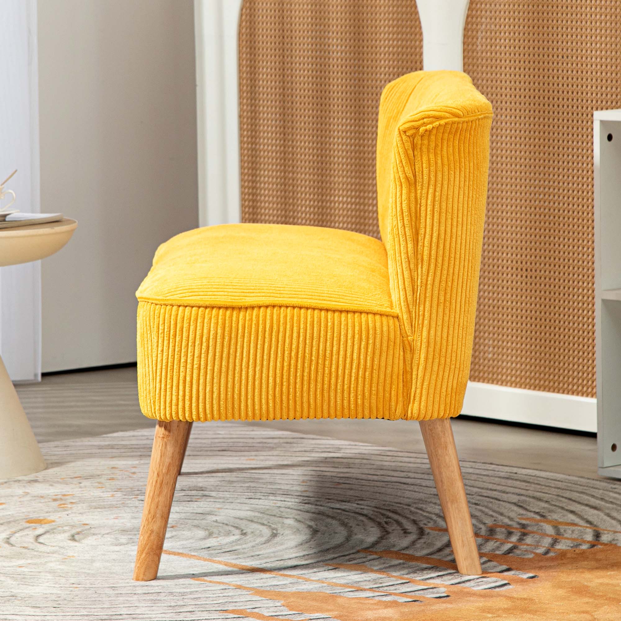 Zweisitzer-Sofa, elegantes Skandi Design, massiver Holzrahmen, bis 150 kg, 117 x 56,5 x 77 cm, Gelb