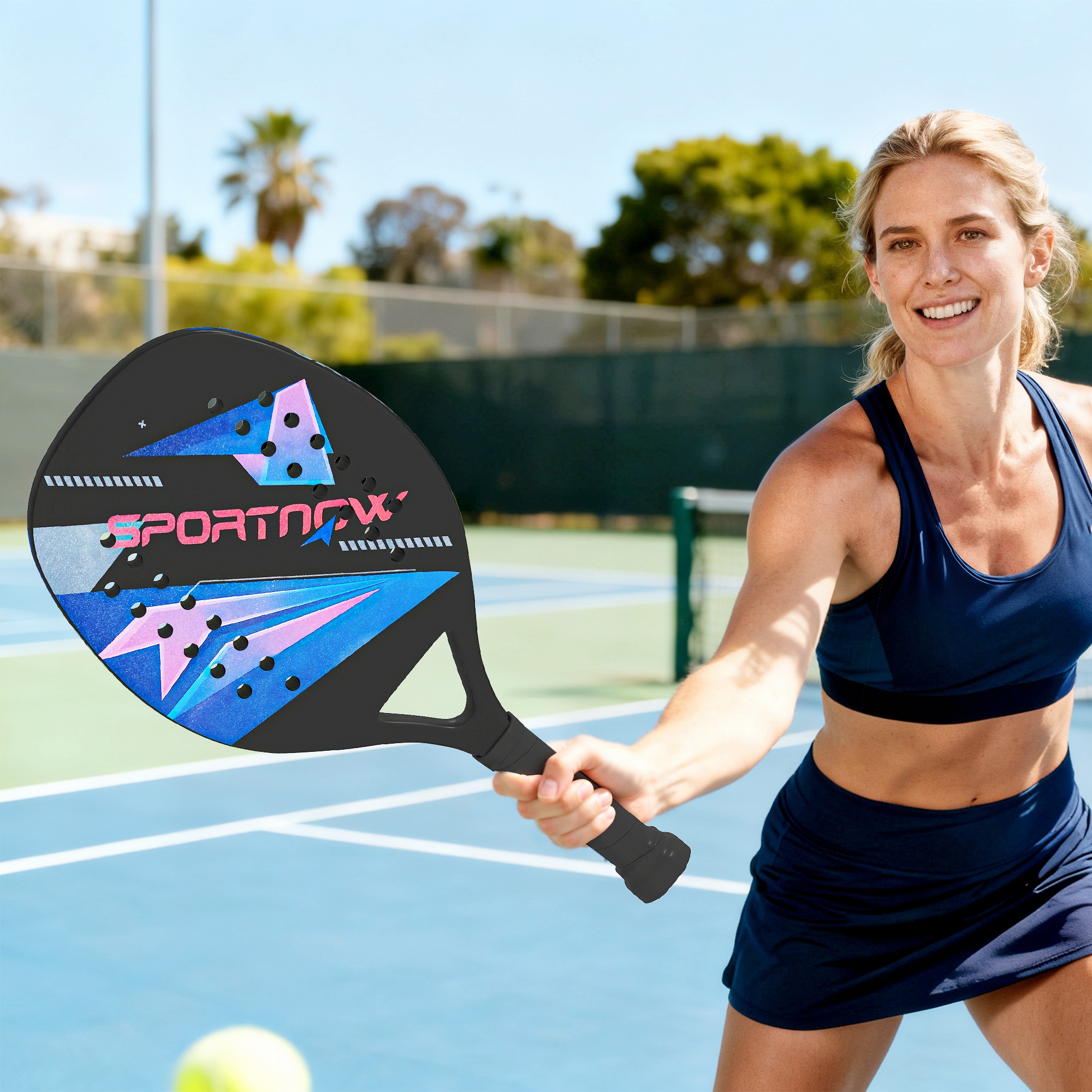 Pickleball Paddles Set Schläger Set mit 2 Schlägern, Kohlefaser Oberfläche rutschfest Griff Tasche für Indoor & Outdoor