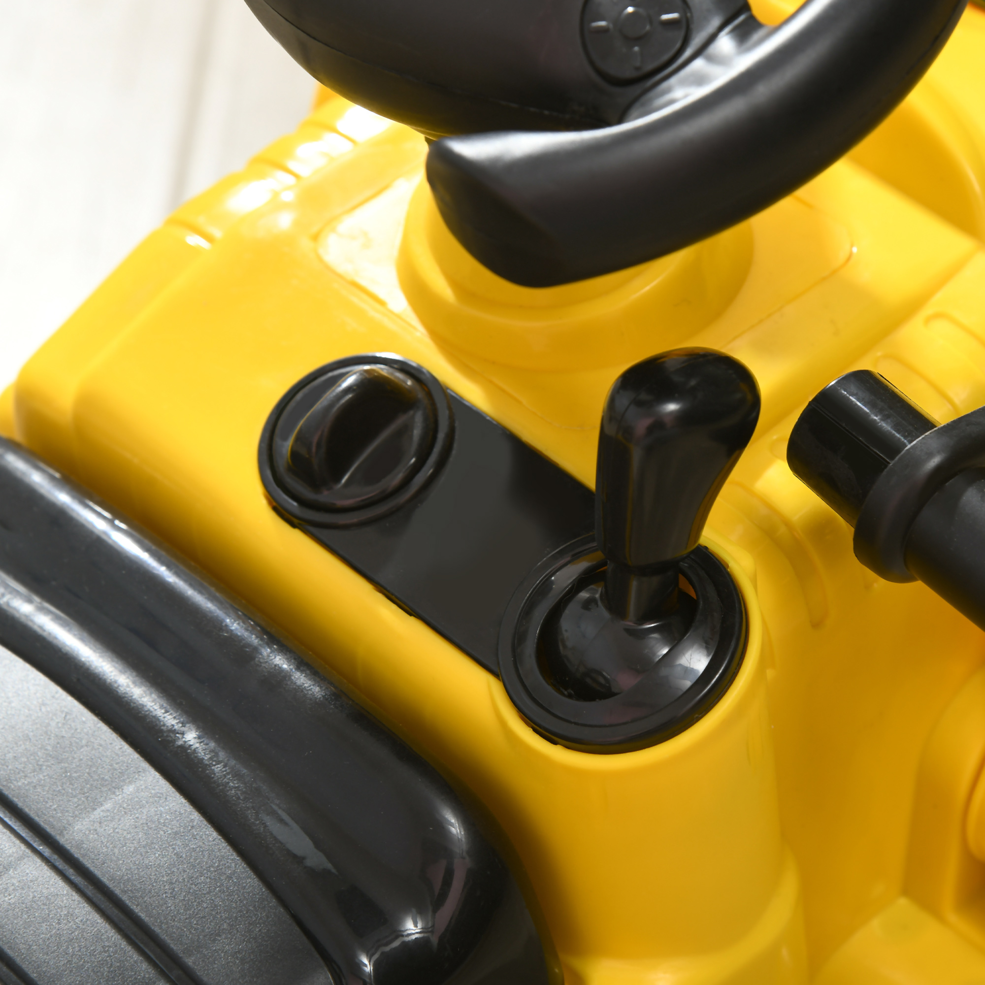 Sitzbagger Aufsitzbagger mit Schaufel Kinderbagger mit Stauraum unter Sitz Rutschauto Spielzeugbagger zum Sitzen bis 30kg, Draufsitzen für Kinder 1,5-4 Jahre Gelb+Schwarz