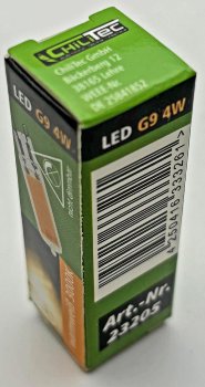 LED Stiftsockel G9, 4W, 500lm / 330°, 230V, 3000k / warmweiß, Glas