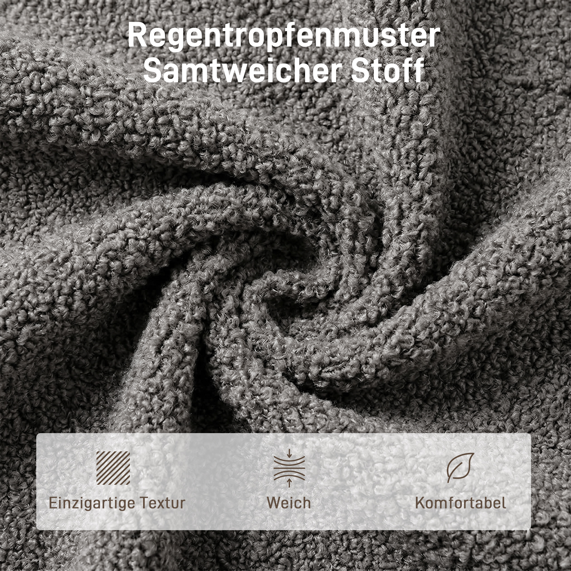 drehbarer Sessel mit Fußhocker, höhenverstellbarer Akzentstuhl mit verstellbarer Kopfstütze, Schaukel-Funktion, Grau