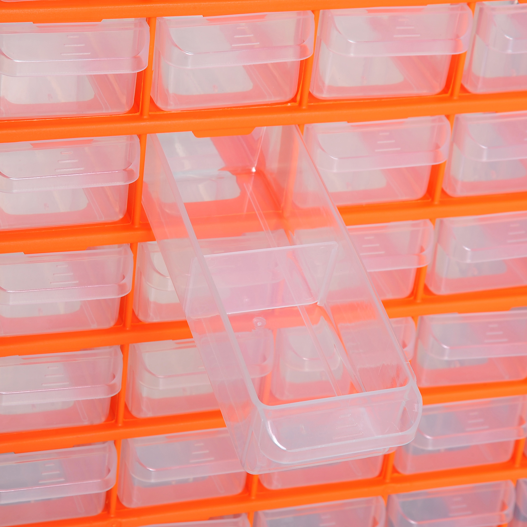 Sortierkasten Kleinteilemagazin Teile Box Aufbewahrungsbox 60 Fächer Orange L38 x B16 x H47,5 cm