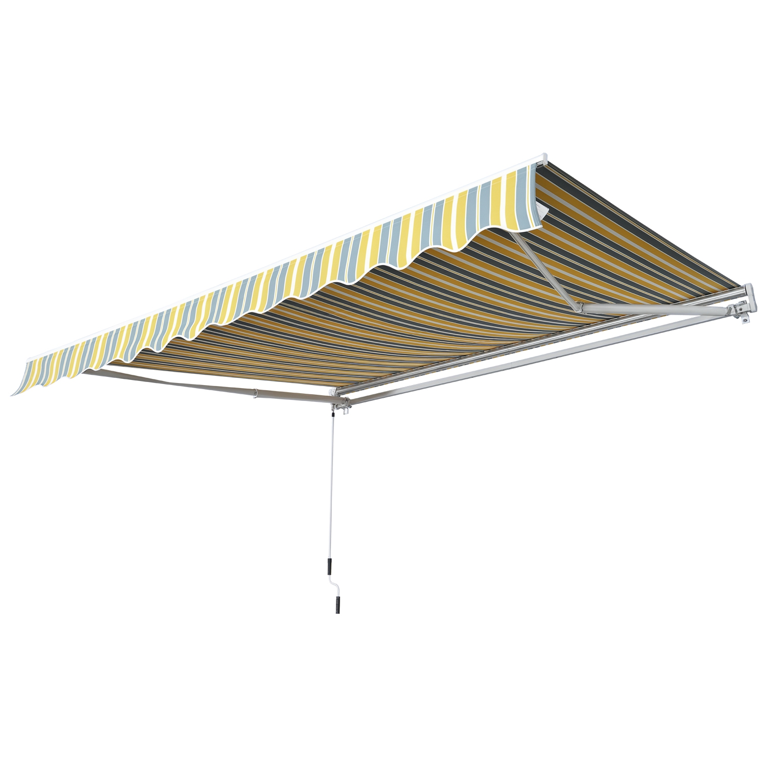 Markise Gelenkarmmarkise Sonnenschutz Handkurbel Balkon Alu Gelb Grau 2,95 x 2,45 m Markise Gelenkarmmarkise Sonnenschutz Handkurbel Balkon Alu Gelb Grau 2,95 x 2,45 m