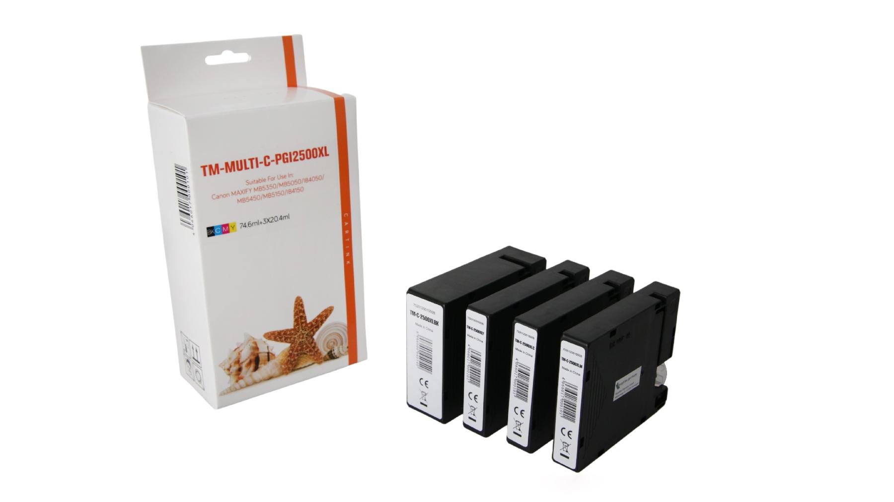 Multipack PGI2500XL alternativ Tinte für Canon / 9254B004 / BK74,6ml / C,M,Y20,4ml (PATENT SAFE
