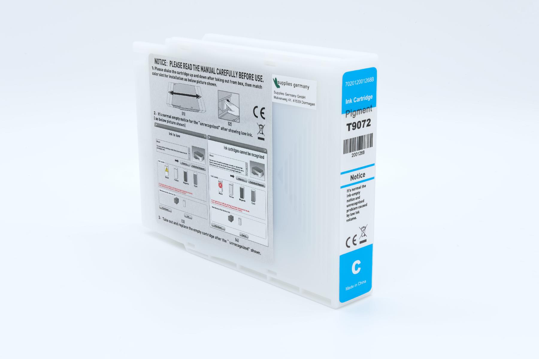 T9072 alternativ Tinte cyan für Epson / C13T907240 / 120ml