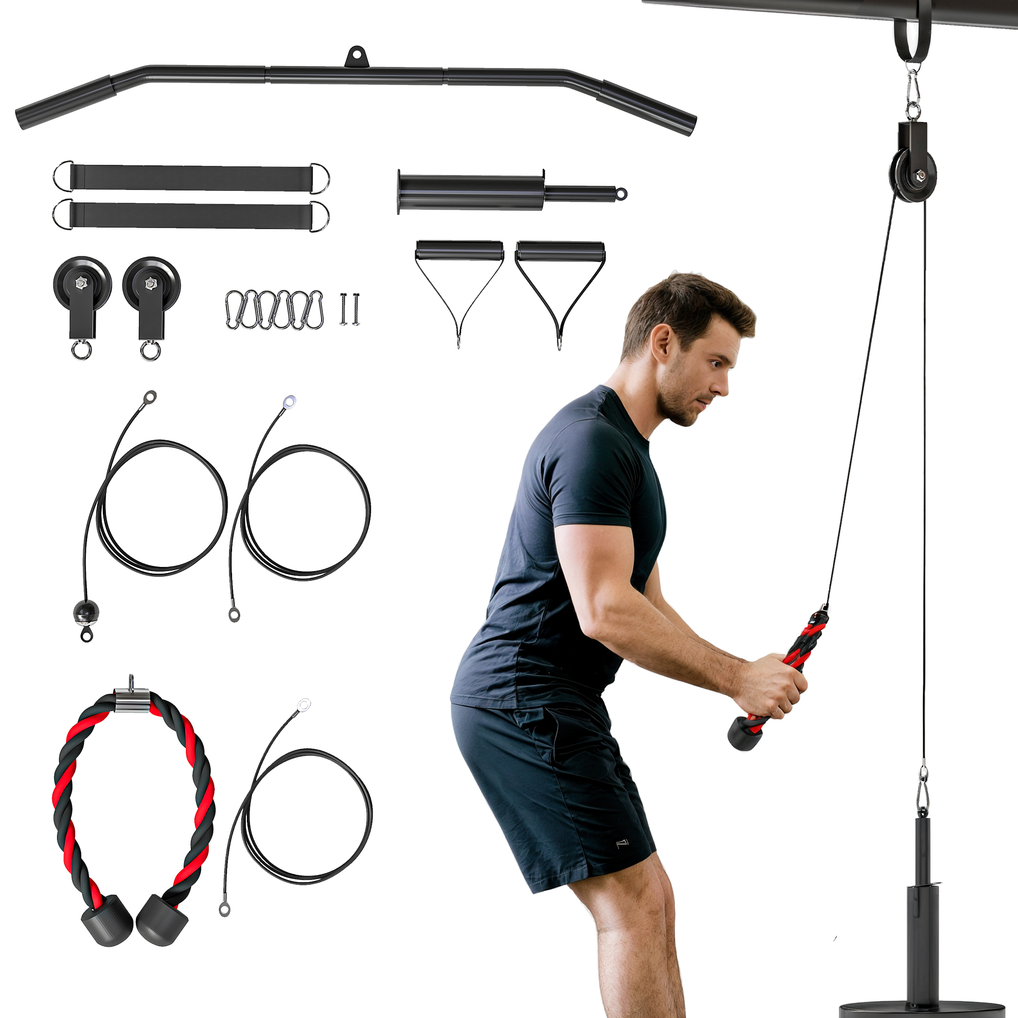 Fitness Latzug Gym Fitnesssgeräte  Kabelzug Pulley System Arm Krafttraining für Zuhause
